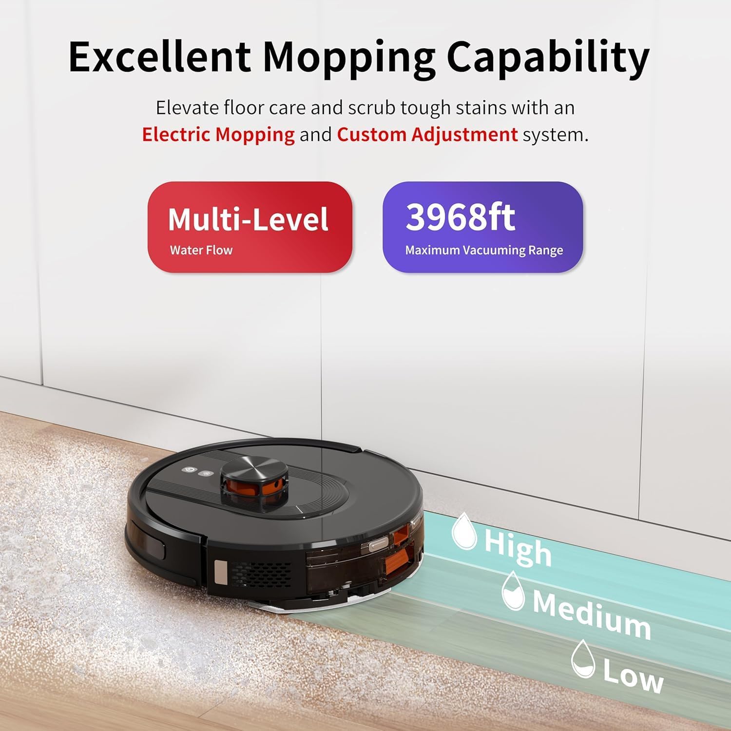 Robot Vacuum and Mop Combo with Self-Emptying, Customizable Map Cleaning with LiDAR Navigation, 6000Pa Suction, Smart No-Go Zones, 70Days Hands-free Robotic Vacuum Cleaner for Floor, Carpet, Pet Hair - Image 4
