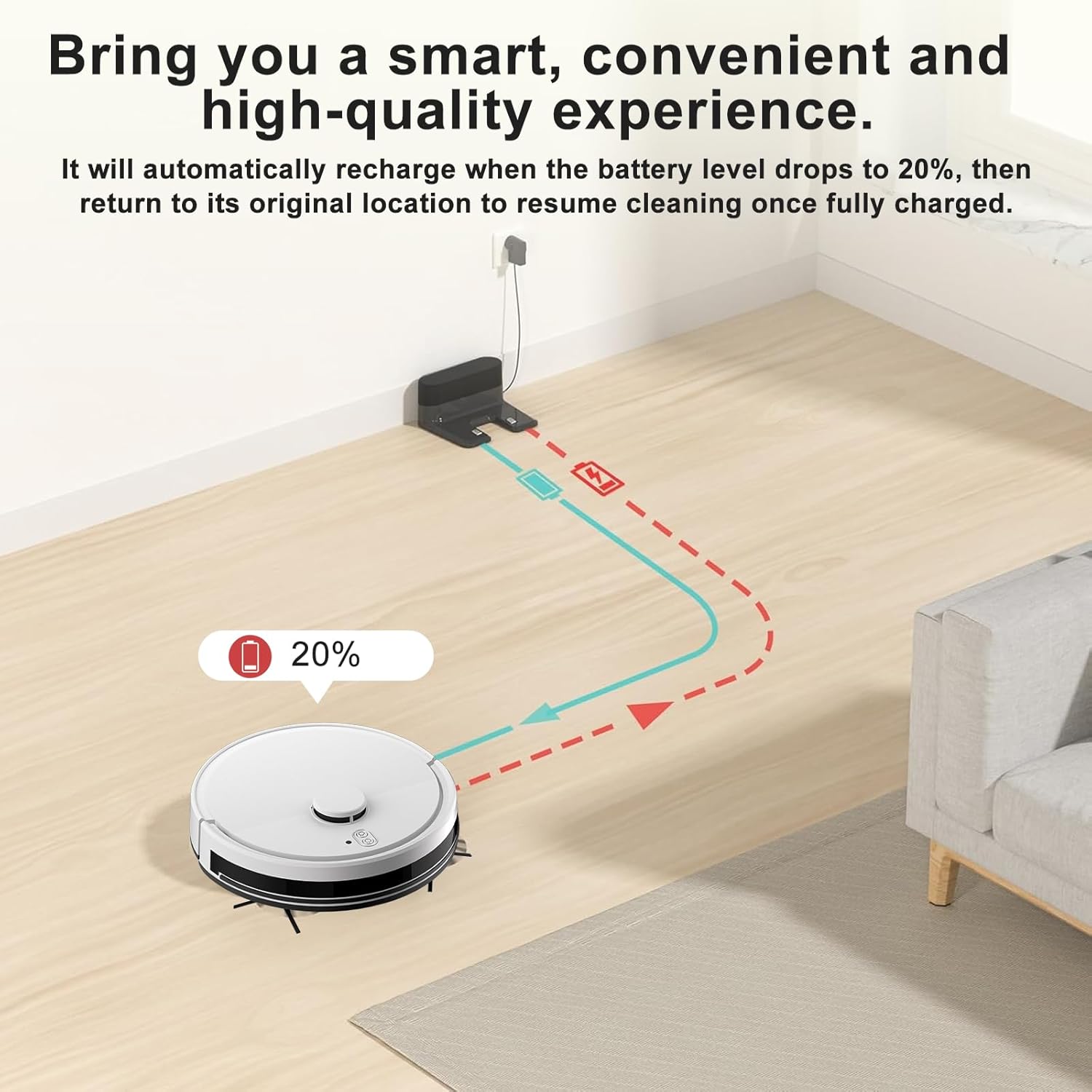 Robot Vacuum and Mop Combo, Robotic Vacuums with LiDAR Navigation, Smart Mapping, Strong Suction, with WiFi/App/Alexa/Voice Control, Obstacle Avoidance, for Home, Wood/Hard Floors, Pet Hair - Image 7