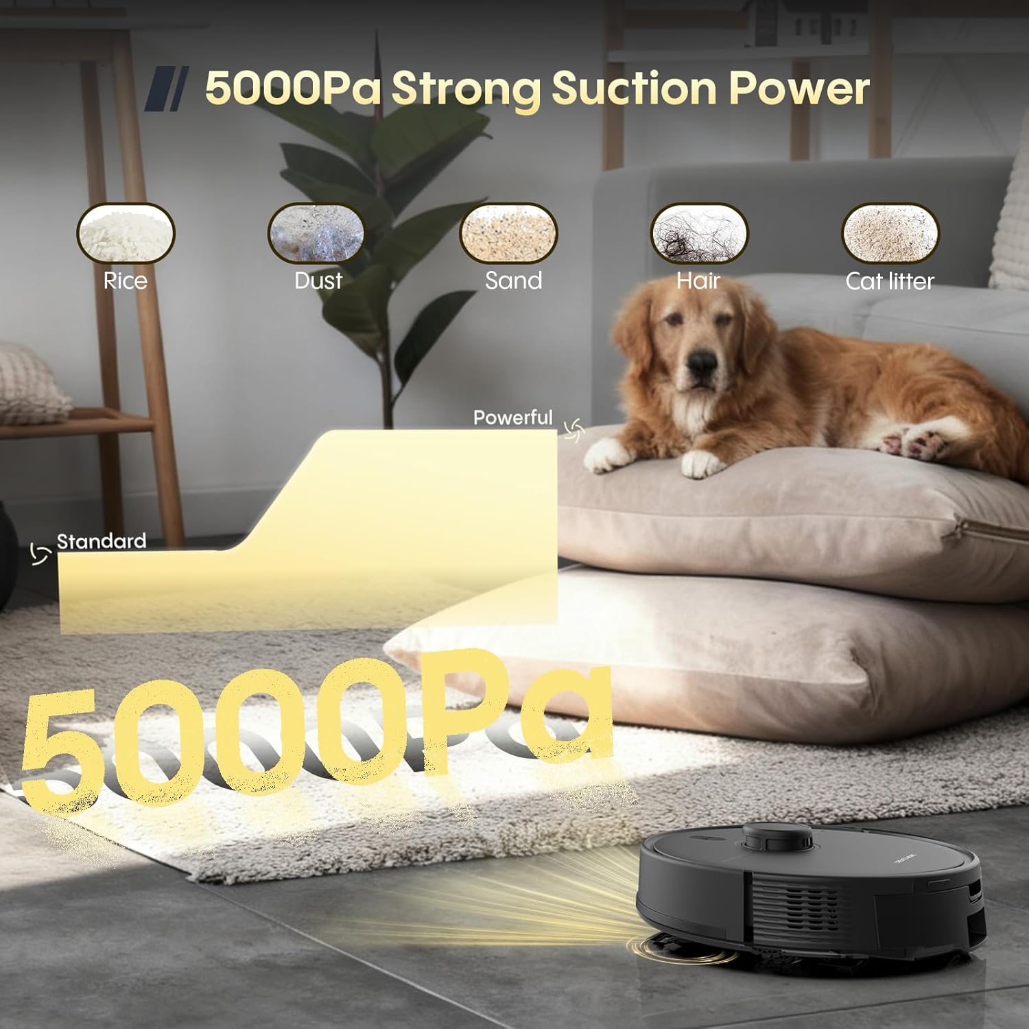 Robot Vacuum and Mop Combo, Robotic Vacuum Cleaner with Self-Charging,Hands-Free for 90 Days, 5000Pa Suction,LiDAR Navigation, Home Mapping, Multiple Cleaning Modes, Wi-Fi/App/Alexa, Pet Hair,Dust - Image 5