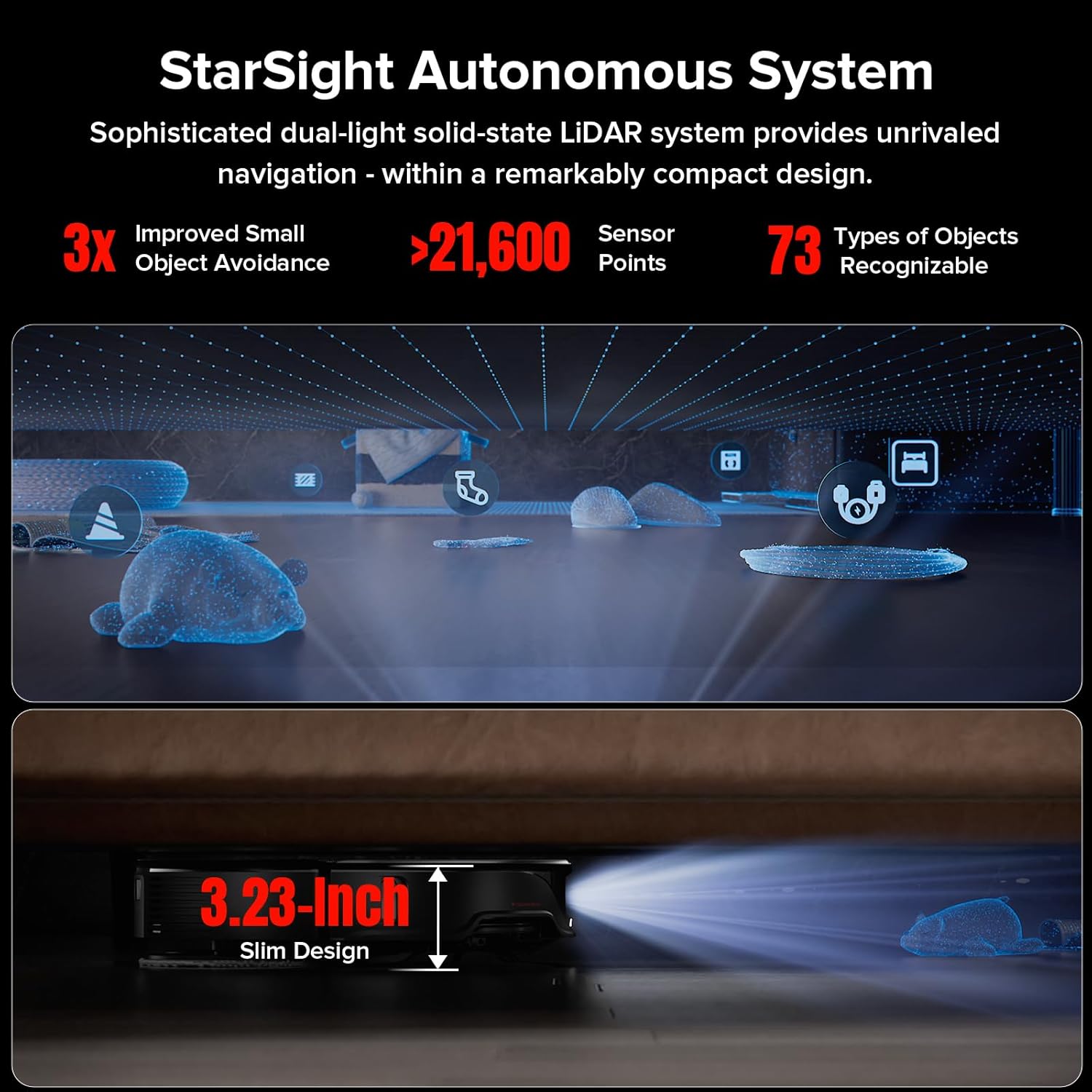 roborock Qrevo Slim Robot Vacuum and Mop Combo, 8.2cm Ultra-Slim, 3D Sensing Tech, Advanced Obstacle Recognition, 11,000Pa Suction, FlexiArm Side Brush & Mop, Auto Mop Washing & Drying, Self-Emptying - Image 2