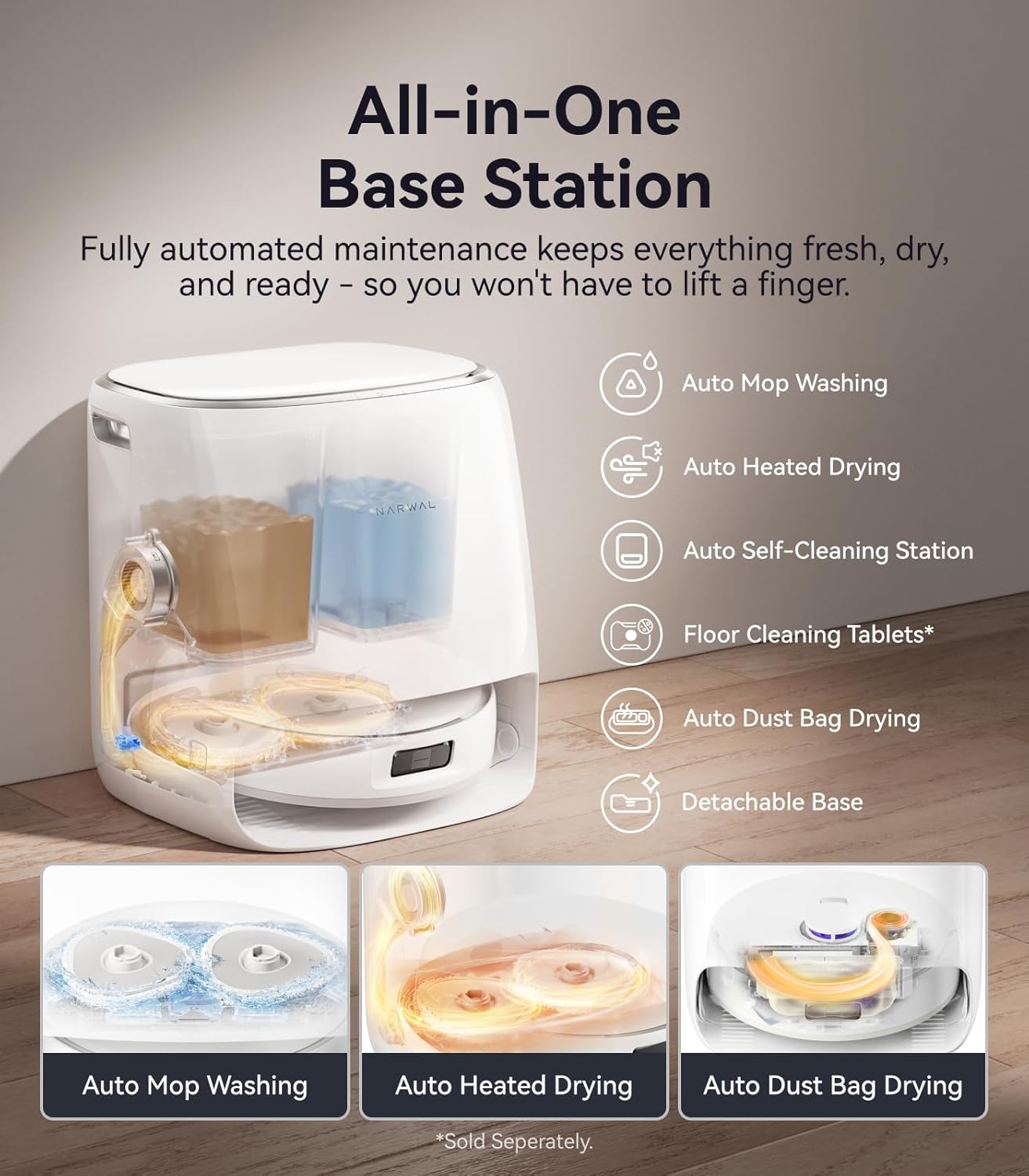 NARWAL Freo Pro Robot Vacuum and Mop Combo, Tangle Free Robot Mop, 8500Pa Powerful Suction, Self-Emptying, Auto Mop Washing, Auto Drying, Obstacle Avoidance, Ideal for Pet Hair and Hard Floor - Image 5