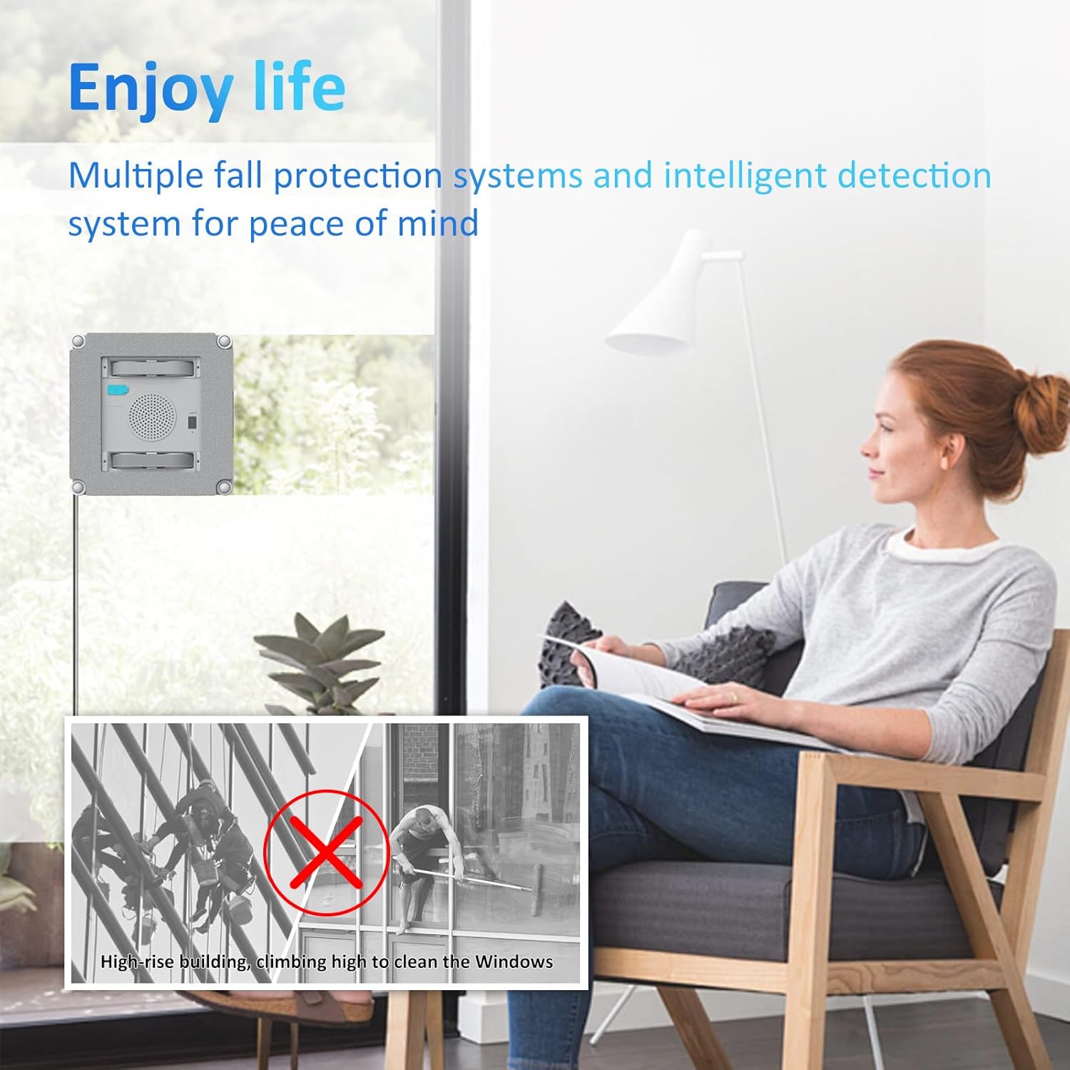 Mamibot W120-DP Robot Window Cleaner for High-Rise Glass - 3200Pa Strong Suction, Multiple Cleaning Modes,4 Water Spray Nozzles,Edge Detection Technology,App&Remote Control(Blue) - Image 4