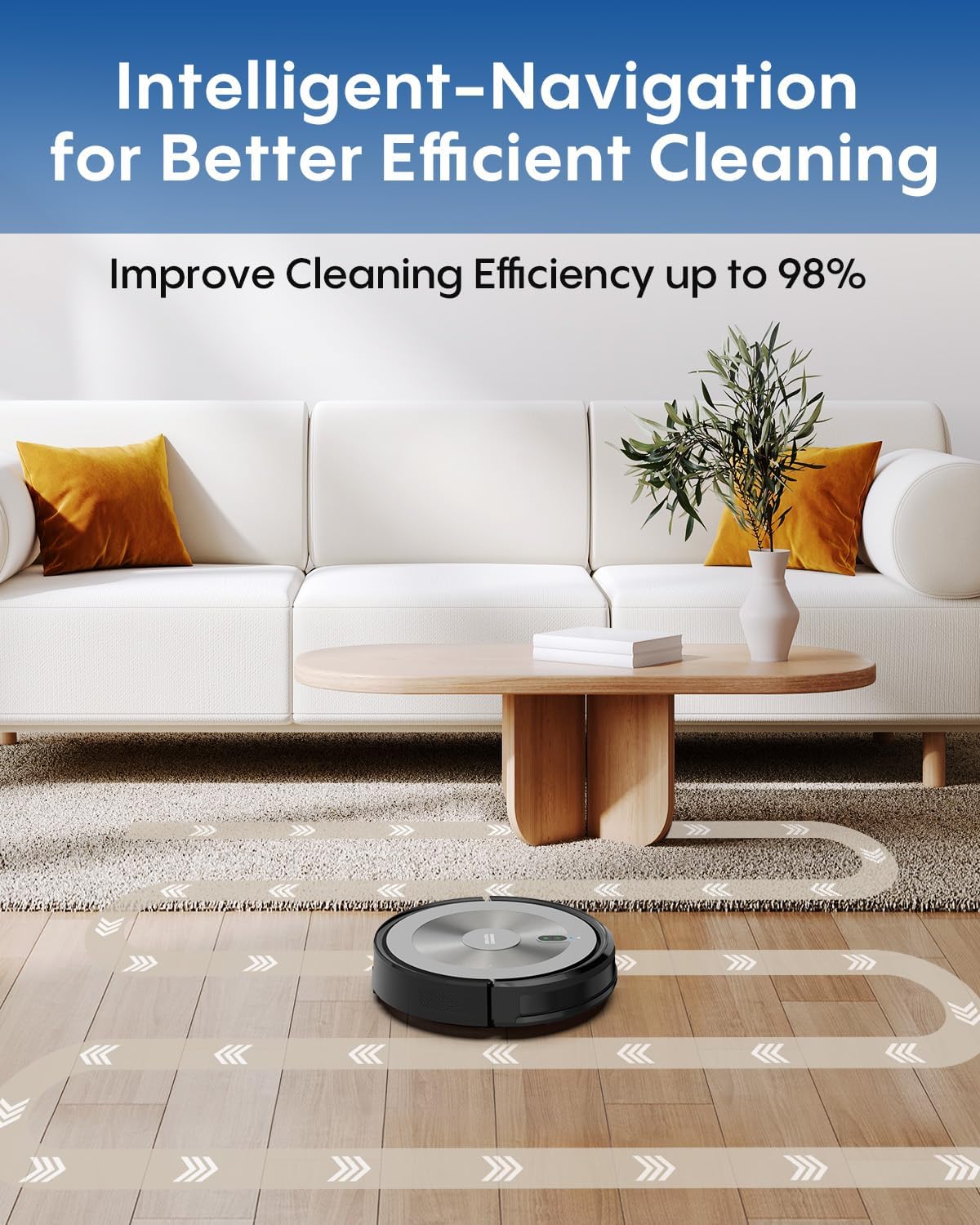 Robot Vacuum and Mop: 3000Pa Robotic Vacuum Cleaner for Under Furniture/Bed, 3-in-1 Robot Vacuum and Mop Combo, Gyro Navigation, 0.59" Obstacle Climb, App/Alexa Control for Hard Floors & Low-Pile Rugs - Image 4
