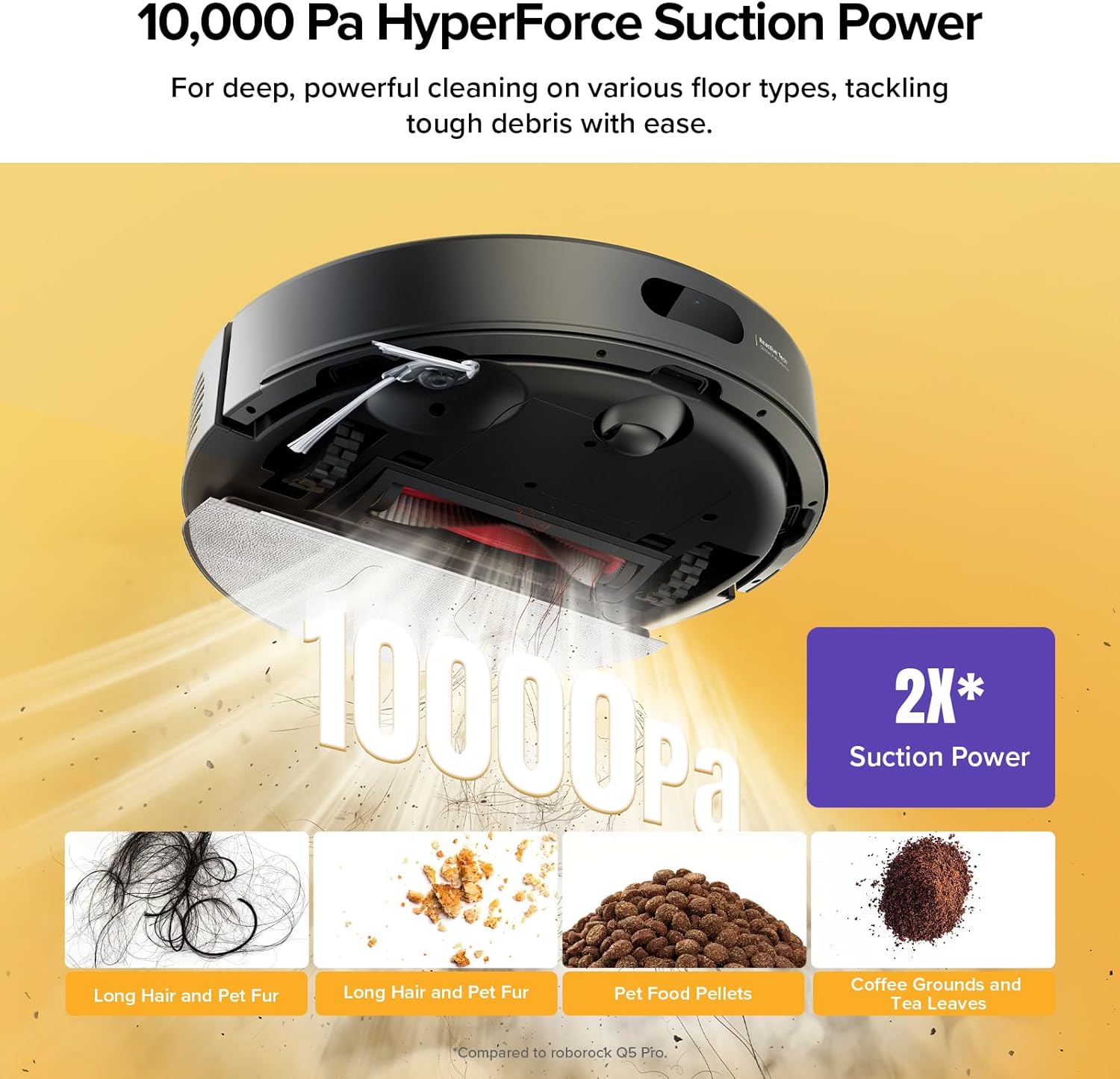 roborock Q7 M5+ Robot Vacuum and Mop, Upgraded from Q5 Max+, Up to 7-9 Weeks Self-Empty, 10000Pa Suction, Dual Anti-Tangle System for Pet Hair & Carpet, PreciSense LiDAR Navigation, App Control, Black - Image 3