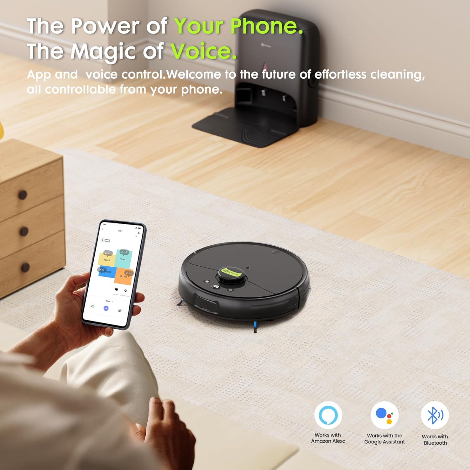 Robot Vacuum and Mop, Pet Hair Tangle-Free Cutter Technology, Max 10,000Pa Suction, Laser Navigation, Pet Laser, 75-Days Capacity, Carpet Lift Detection, APP & Voice Control, Robotic Vacuums Cleaner - Image 8