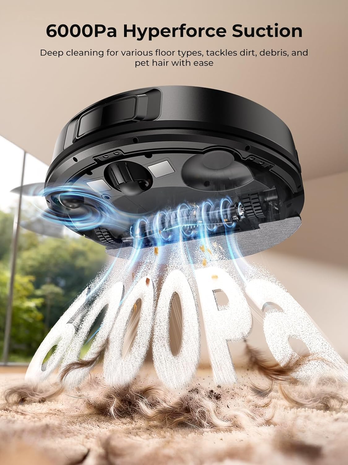 Robot Vacuum and Mop, Upgraded Bagless Robot Vacuum Cleaner with Self-Emptying, 6000Pa Robotic Vacuum with LiDAR Navigation, Smart Mapping, Schedule, App/Alexa Control for Carpet/Pet Hair, Q20 Ultra - Image 3