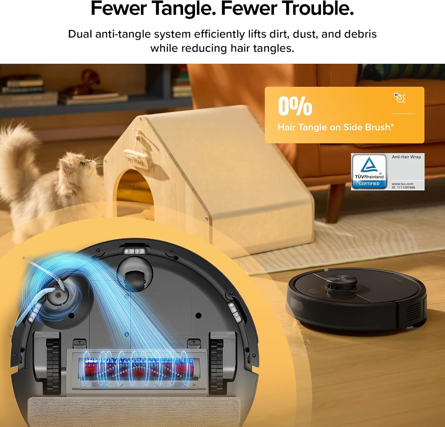 roborock Q7 M5+ Robot Vacuum and Mop, Upgraded from Q5 Max+, Up to 7-9 Weeks Self-Empty, 10000Pa Suction, Dual Anti-Tangle System for Pet Hair & Carpet, PreciSense LiDAR Navigation, App Control, Black - Image 4