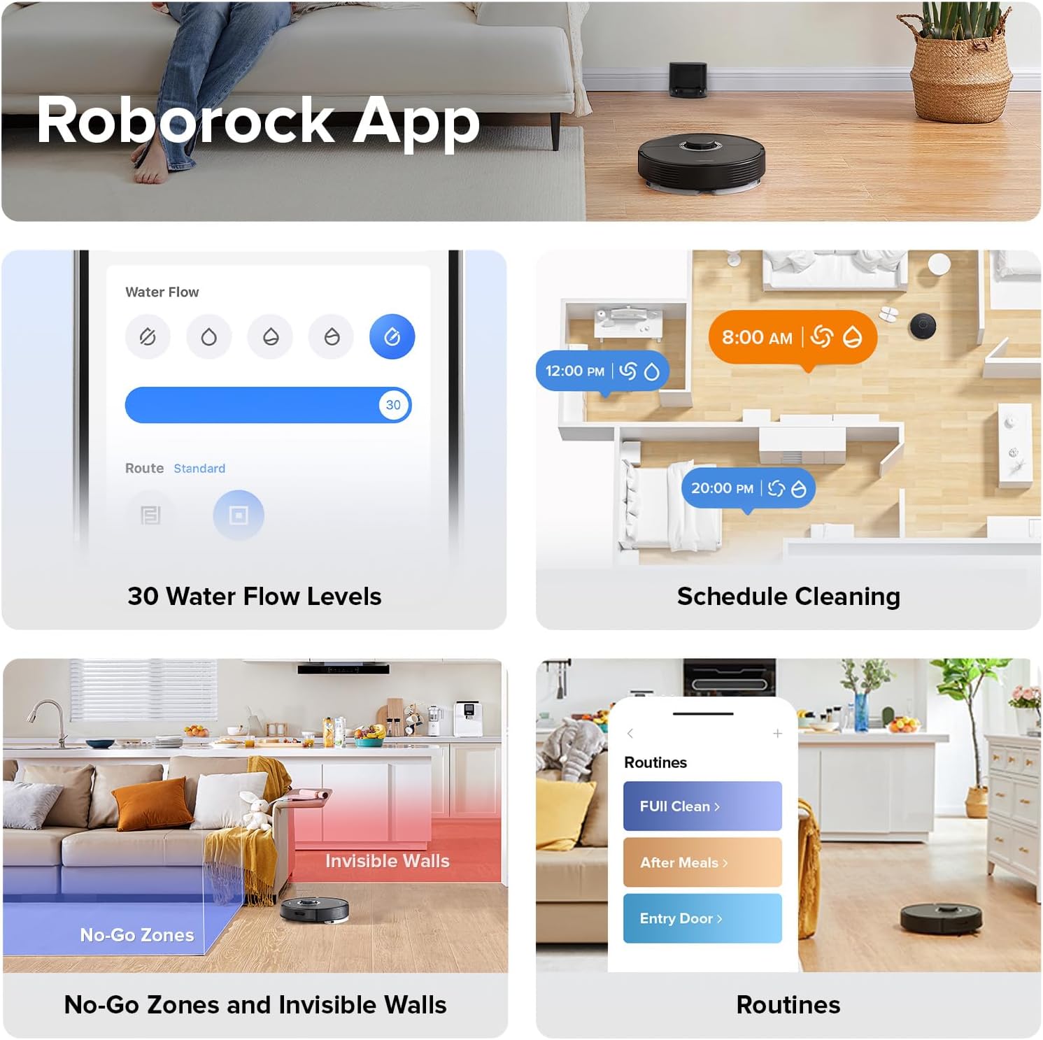 roborock Q7 Max Robot Vacuum and Mop, 30-Level Adjustable Water Flow, 4200Pa Suction, PreciSense LiDAR Navigation, No-Go Zone, No-Mop Zone, 3D Mapping, App & Voice Control, Ideal for Pet Hair - Image 5