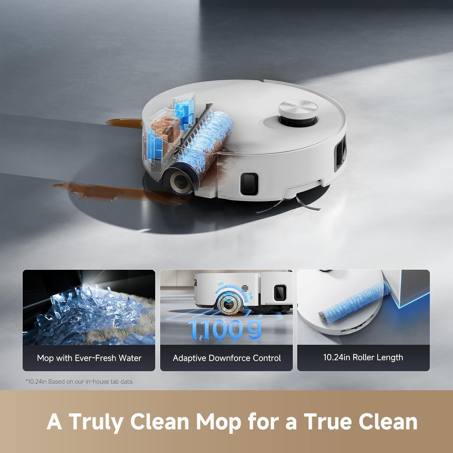 DREAME Aqua10 Roller Robot Vacuum, AquaRoll Mopping, 30,000Pa Suction, 100% Detangling, Carpet-Protecting Roller Guard, Clear 2.36in Obstacle, Self-Empty, Self-Cleaning, Roller Mop Extending - Image 2