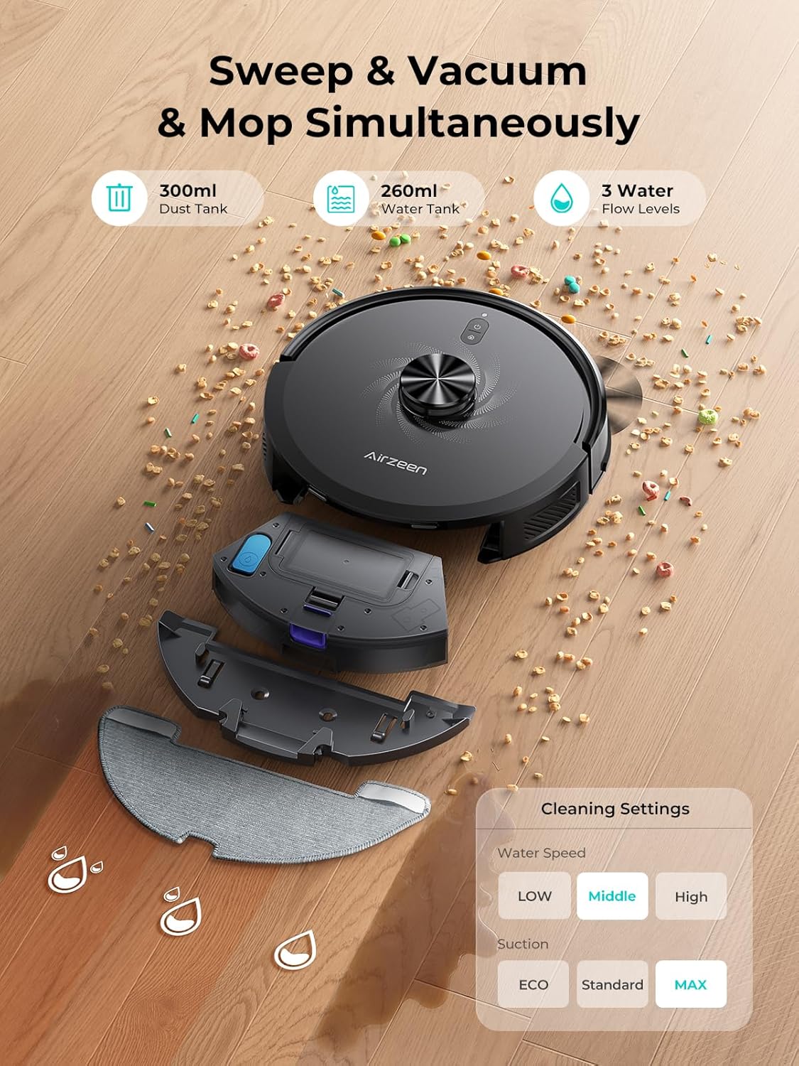 Robot Vacuum and Mop, Upgraded Bagless Robot Vacuum Cleaner with Self-Emptying, 6000Pa Robotic Vacuum with LiDAR Navigation, Smart Mapping, Schedule, App/Alexa Control for Carpet/Pet Hair, Q20 Ultra - Image 5