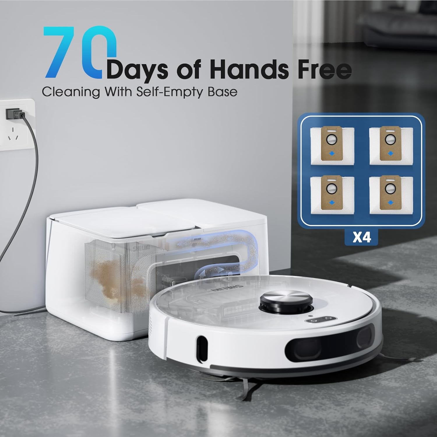 Robot Vacuum and Mop, 3-in-1 Robotic Vacuum Cleaner with 70-Day Self-Emptying Base, 360° LiDAR Navigation & Smart Mapping, 6000Pa Strong Suction for Pet Hair, Carpets & Hard Floors - Image 2