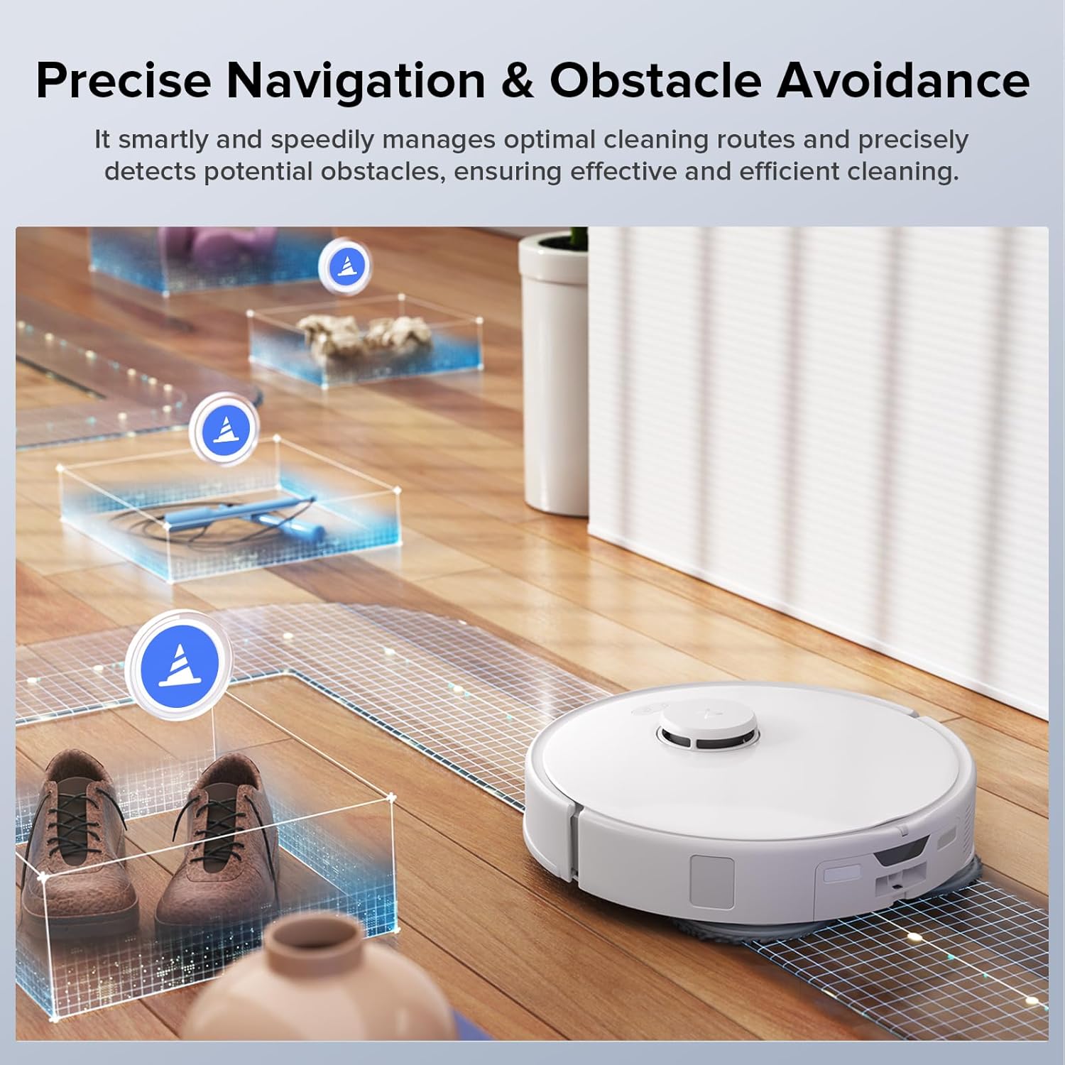 Roborock Qrevo Edge S5A Robot Vacuum and Mop, 18,500Pa, Zero-Tangling, DuoDivide Main Brush, FlexiArm Side Brush, Hot Water Mop Washing & Self-Cleaning, Warm Air Drying, Self-Emptying, White - Image 6