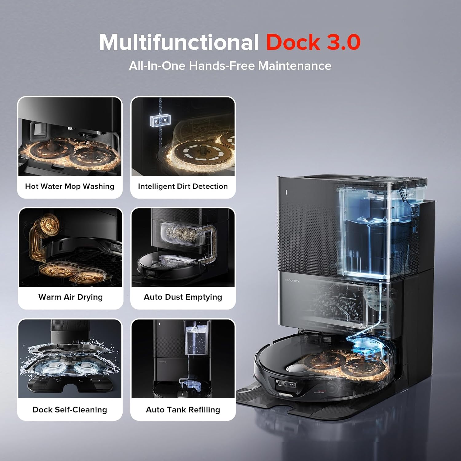 roborock Qrevo Slim Robot Vacuum and Mop Combo, 8.2cm Ultra-Slim, 3D Sensing Tech, Advanced Obstacle Recognition, 11,000Pa Suction, FlexiArm Side Brush & Mop, Auto Mop Washing & Drying, Self-Emptying - Image 5