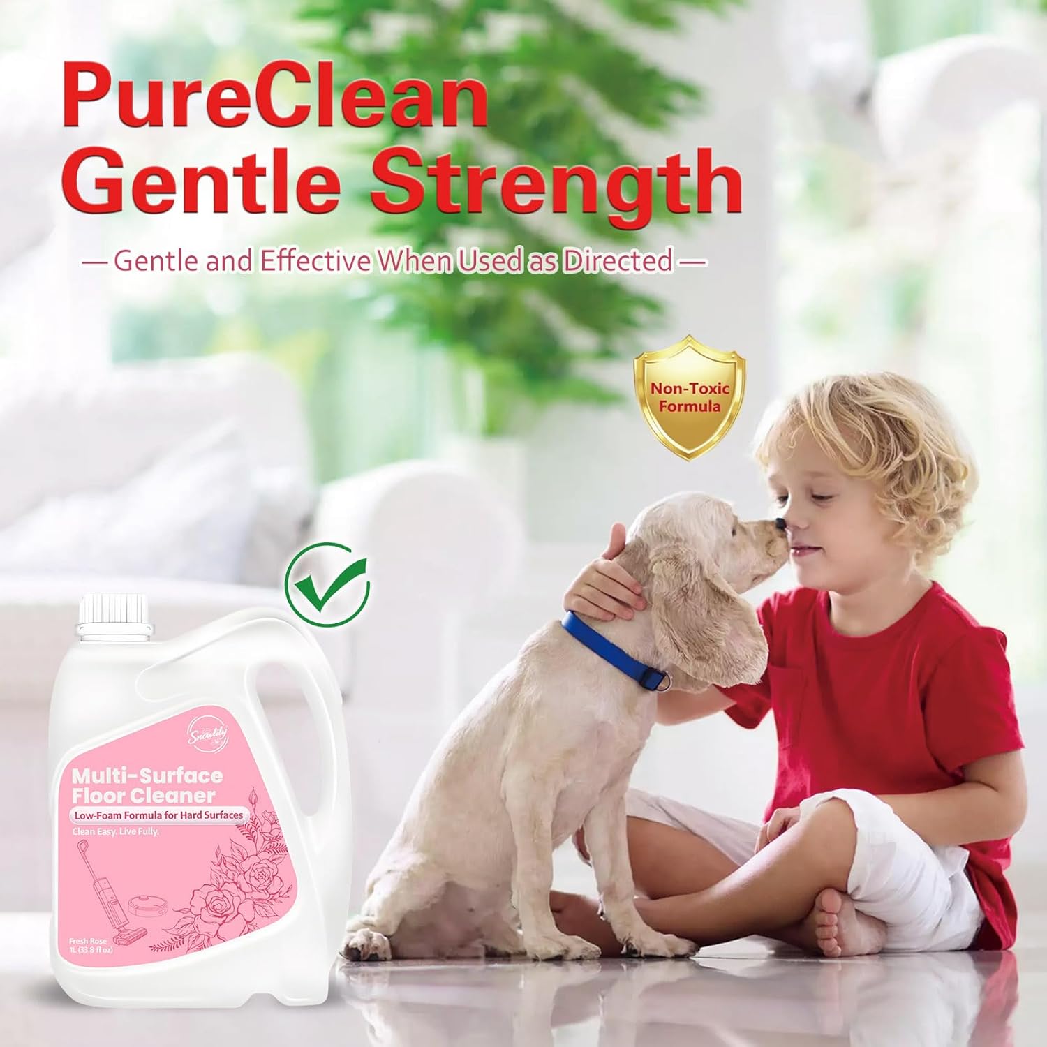 Snowlily 33.8 FL OZ Floor Cleaning Solution Compatible with Robot Vacuum, Residue & Streak Free, Low Foam Floor Cleaner for Mopping, for All Robot Vacuum Mops & Wet Dry Vacuum Cleaners, Rose - Image 4