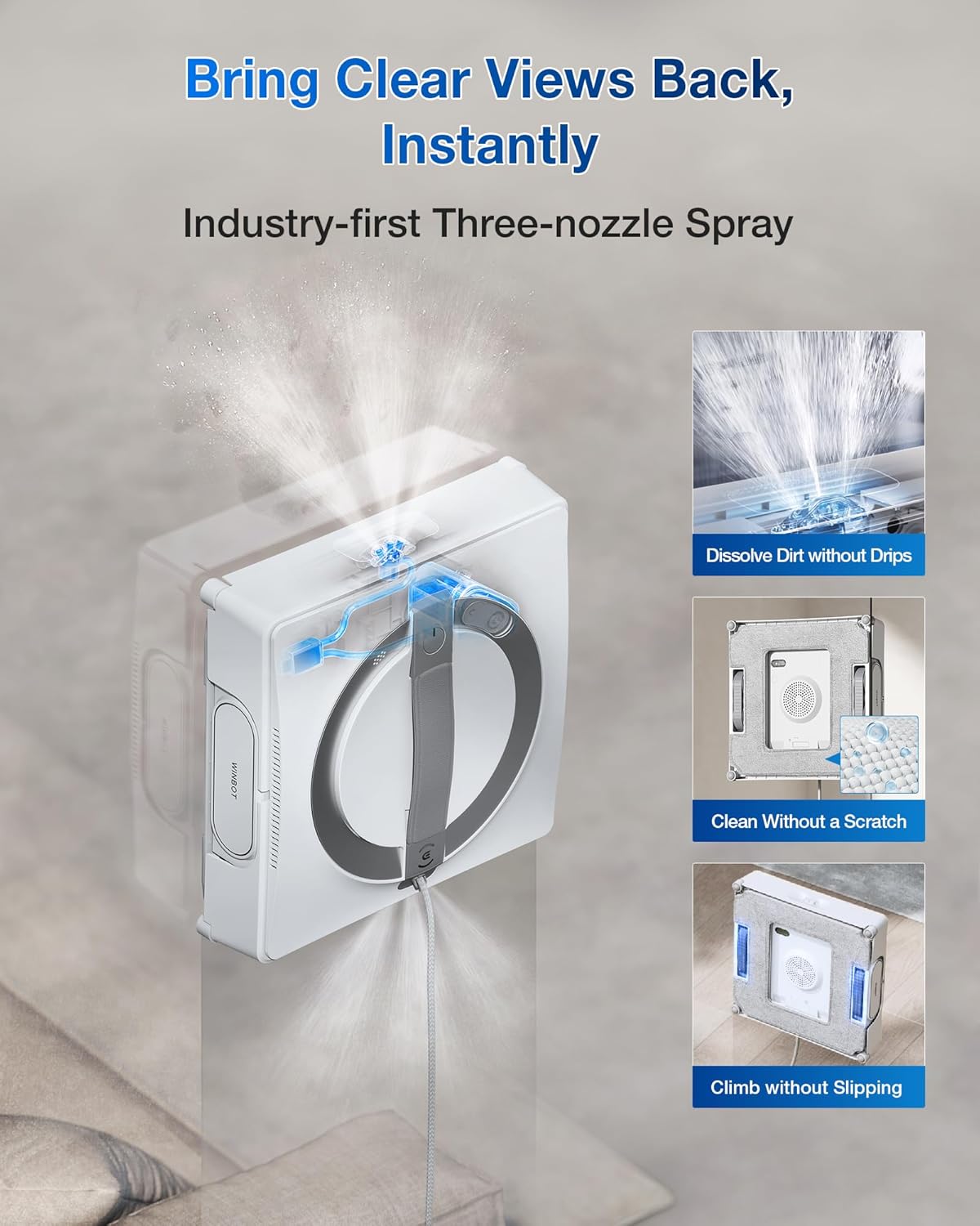 ECOVACS WINBOT W2 PRO Omni Portable Window Cleaning Robot with Multi-Functional Station, Charging While Working, Intelligent Cleaning with Triple Nozzle Water Sprayer, 12-Level Protection - Image 4