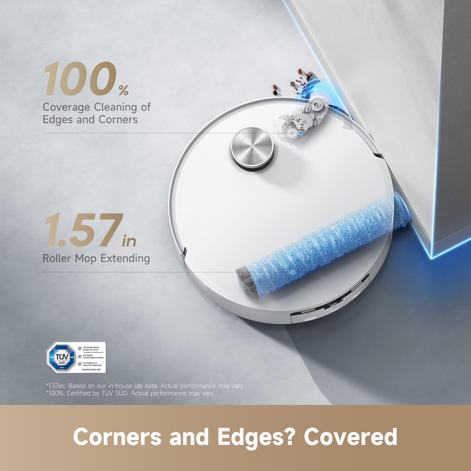 DREAME Aqua10 Roller Robot Vacuum, AquaRoll Mopping, 30,000Pa Suction, 100% Detangling, Carpet-Protecting Roller Guard, Clear 2.36in Obstacle, Self-Empty, Self-Cleaning, Roller Mop Extending - Image 7