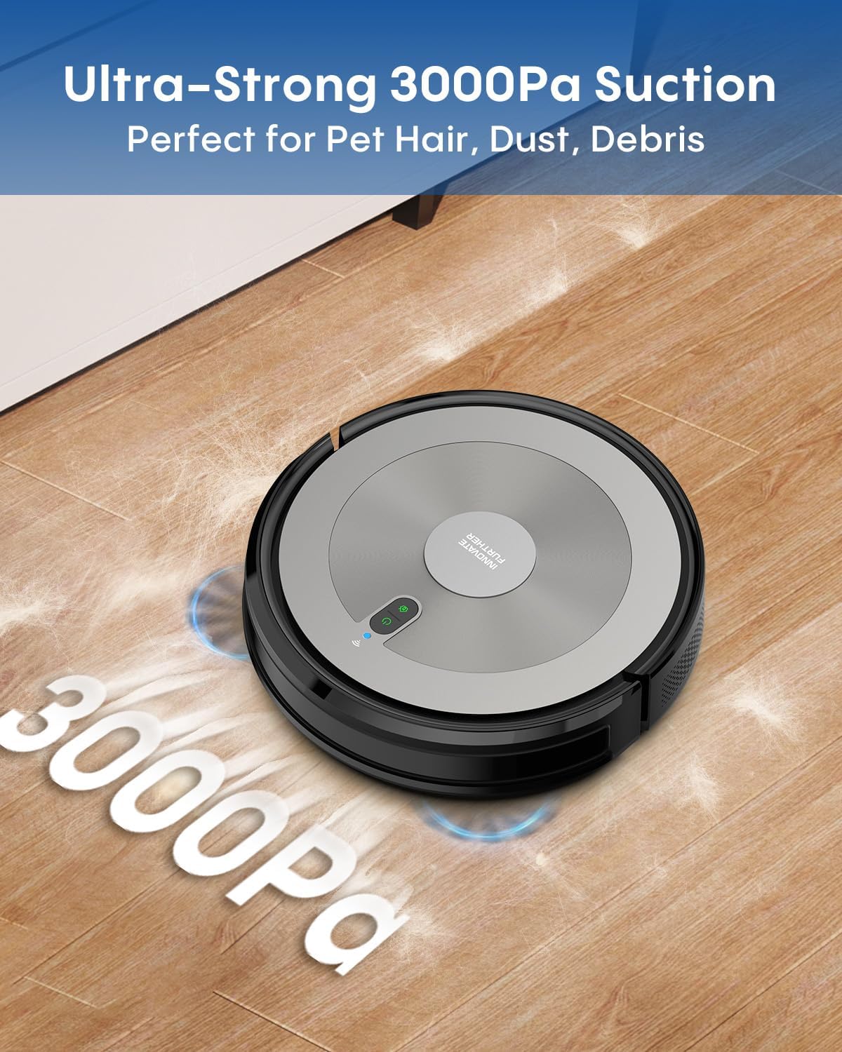 Robot Vacuum and Mop: 3000Pa Robotic Vacuum Cleaner for Under Furniture/Bed, 3-in-1 Robot Vacuum and Mop Combo, Gyro Navigation, 0.59" Obstacle Climb, App/Alexa Control for Hard Floors & Low-Pile Rugs - Image 3