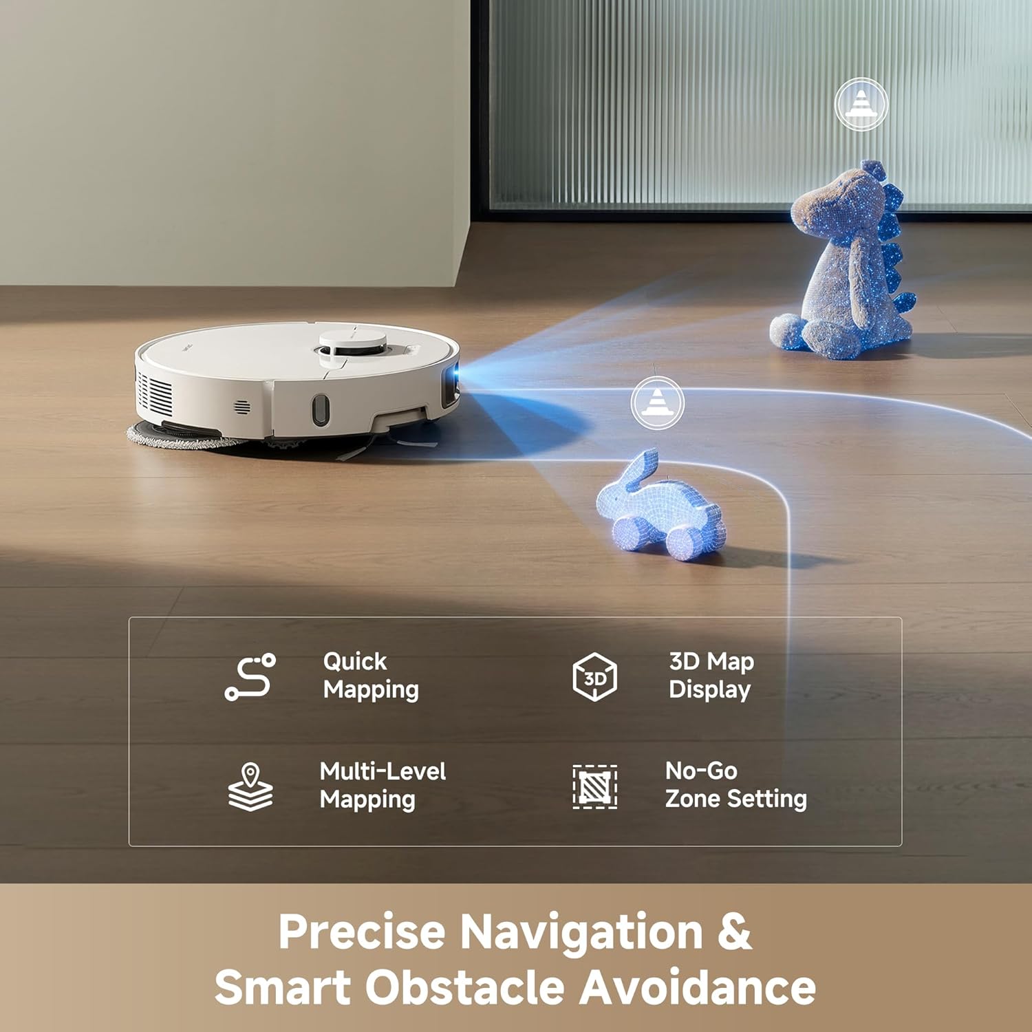 DREAME L40 Ultra Gen 2 Robot Vacuum and Mop with 25,000Pa Suction, Extendable Side Brush and Mop, All-in-One Self-Emptying & Cleaning Dock, Voice & App Control, White - Image 7