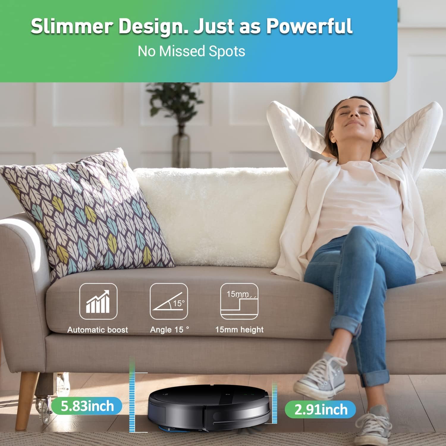 Robot Vacuum and Mop Combo, App/Alexa Control, Smart Robot Vacuum Cleaner, Ultra-Thin, Automatic Recharge Robotic Vacuum Cleaner for Pet Hair/Carpet/Hard Floor - Image 6