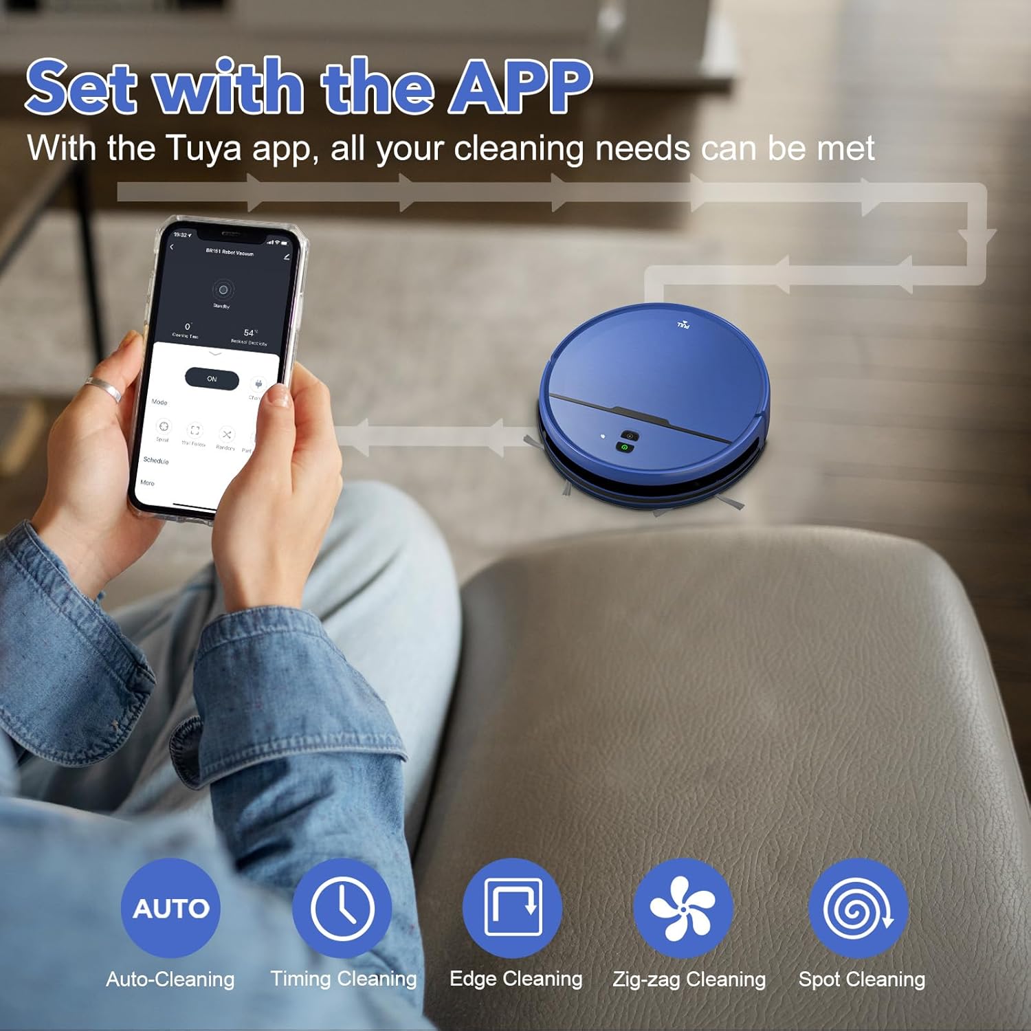 Robot Vacuum and Mop Combo, 2 in 1 Robotic Vacuums Cleaner with WiFi/App, Robot Vacuum with Water Tank, Strong Suction, Schedule, Self-Charging, Quiet, for Hard Floor, Pet Hair, Low Pile Carpet - Image 5