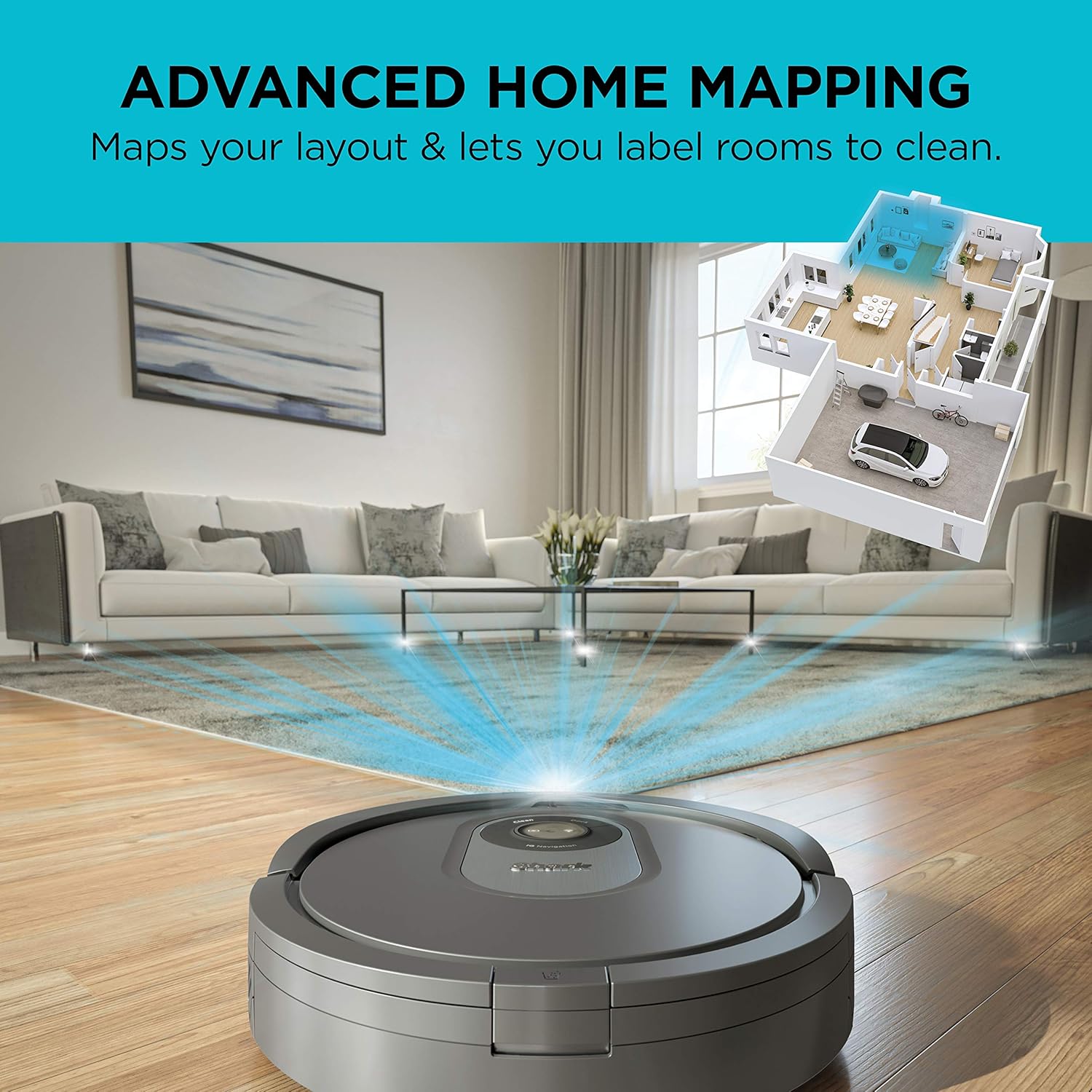 Shark AI Robot Vacuum, Smart Mapping|Scheduling|Pet Hair Pick Up|Logical Navigation, Black/Silver (RV2001), Carpet - Image 6