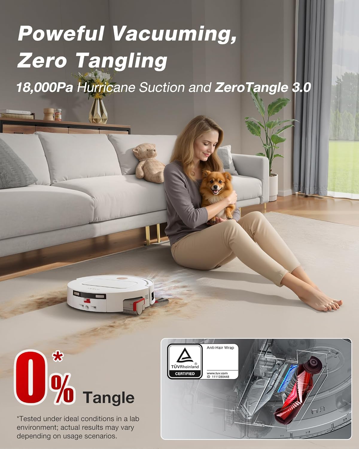 Yeedi M14 Plus Robot Vacuum and Mop with All-in-One Station, 18000Pa, OZMO Roller Instant Self-Washing Mopping, 167℉ Hot Water Mop Washing & Self-Drying, ZeroTangle 3.0, Self-Emptying, White - Image 5