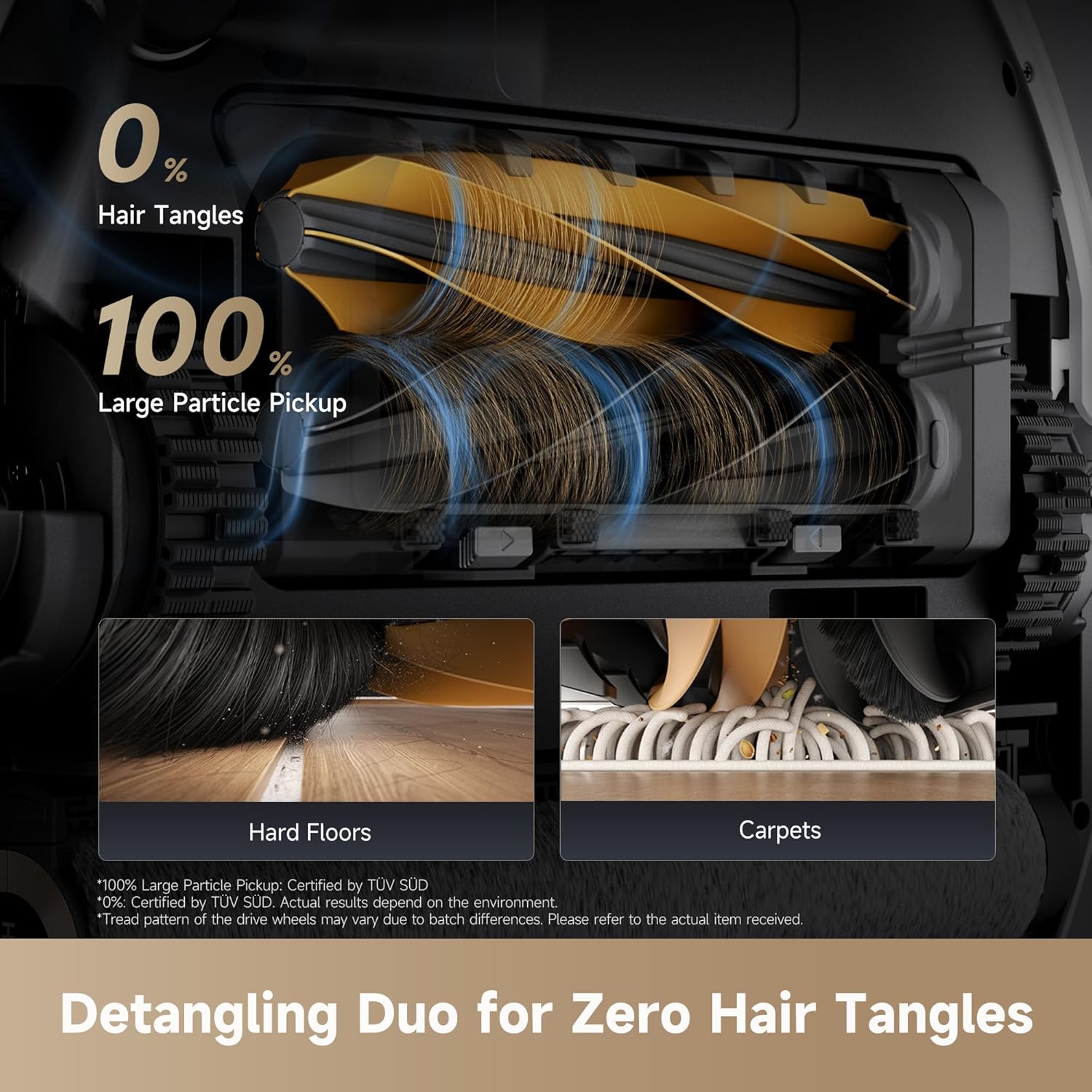 DREAME Aqua10 Roller Robot Vacuum, AquaRoll Mopping, 30,000Pa Suction, 100% Detangling, Carpet-Protecting Roller Guard, Clear 2.36in Obstacle, Self-Empty, Self-Cleaning, Roller Mop Extending - Image 8