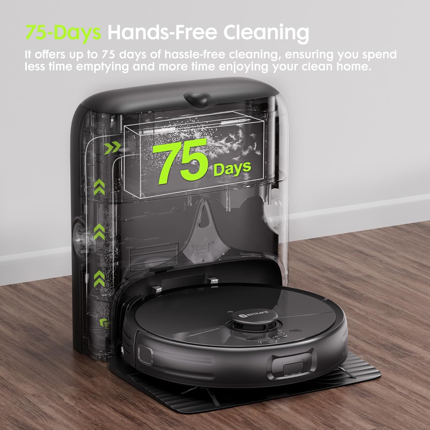 Robot Vacuum and Mop, V5 Tangle Cutter Technology for Pet Hair, 8500Pa Suction, 75-Day Capacity, LDS Navigation, Pet Laser, Robotic Vacuums Cleaner for Hair, Floors, Tile, Carpet, APP & Voice Control - Image 6