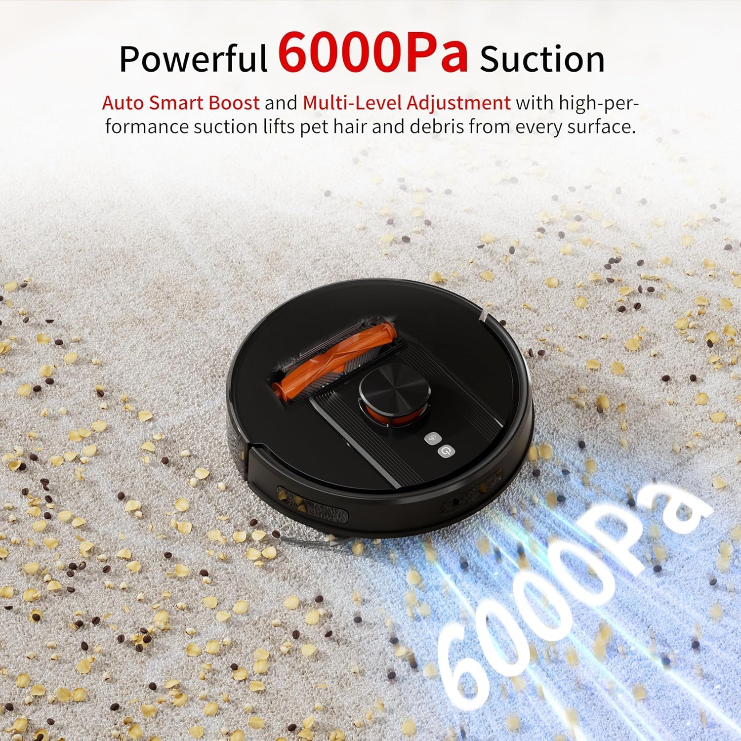 Robot Vacuum and Mop Combo with Self-Emptying, Customizable Map Cleaning with LiDAR Navigation, 6000Pa Suction, Smart No-Go Zones, 70Days Hands-free Robotic Vacuum Cleaner for Floor, Carpet, Pet Hair - Image 7