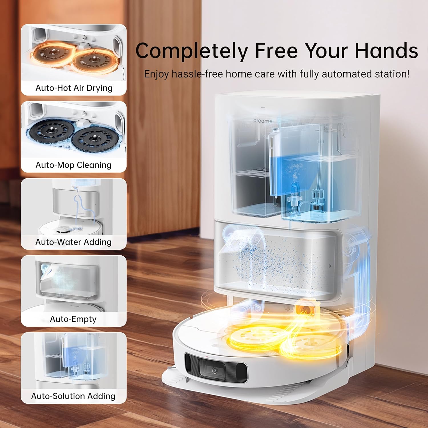 dreame L10s Ultra Robot Vacuum and Mop Combo, Auto Mop Cleaning and Drying, Self-Refilling and Self-Emptying Base for 60 Days of Cleaning, 5300Pa Suction and AI Navigation, Compatible with Alexa - Image 2