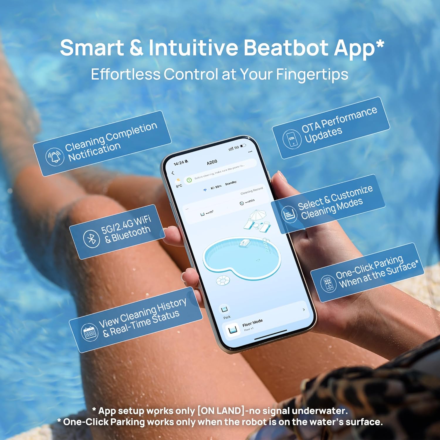 (2025 Upgrade) Beatbot AquaSense 2 Cordless Robotic Pool Vacuum Cleaner, Smart Surface Parking, Double-Pass Waterline Scrubbing, Cleans Floor, Walls and Waterline, Light Blue - Image 8