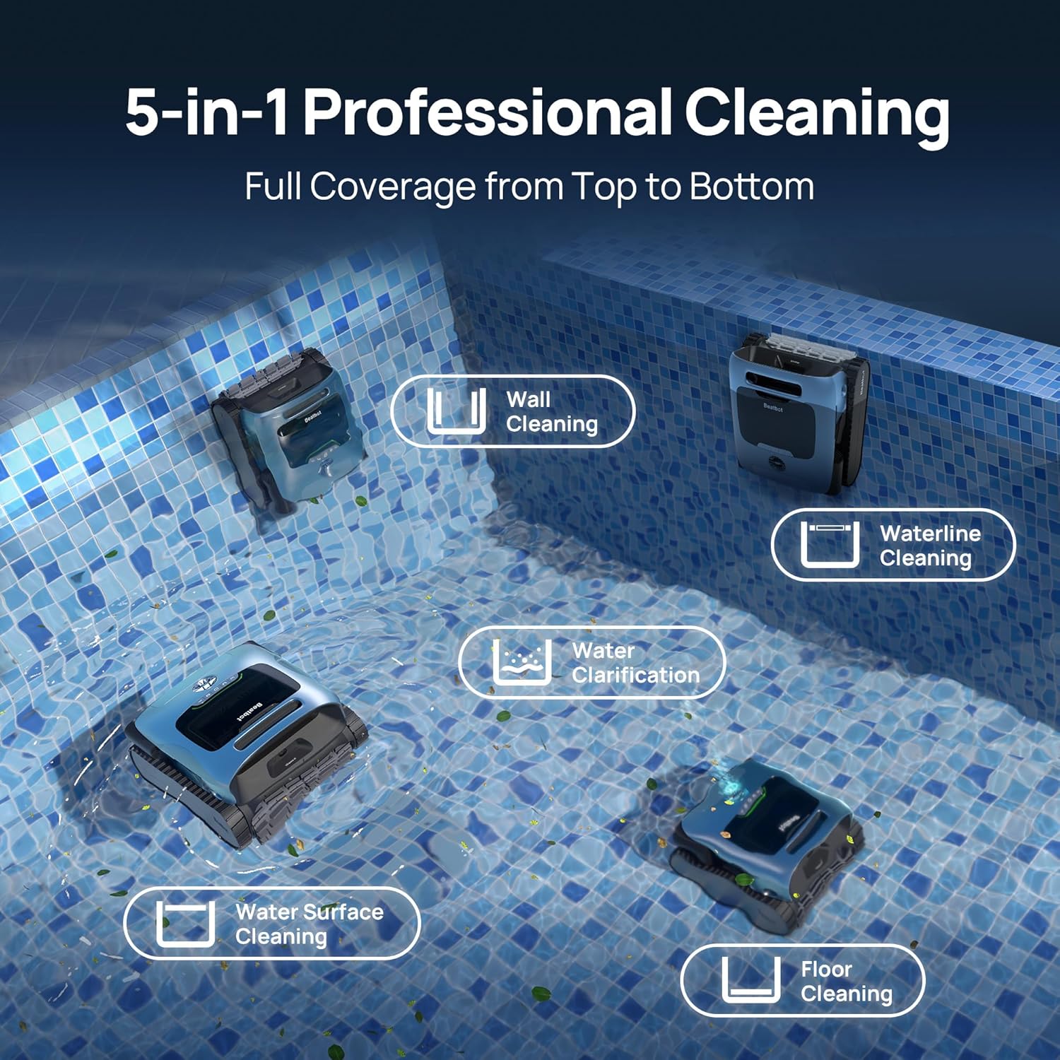 Beatbot A100 Pro Cordless Robotic Swimming Pool Cleaning Vacuum, APP Controlled - Image 5