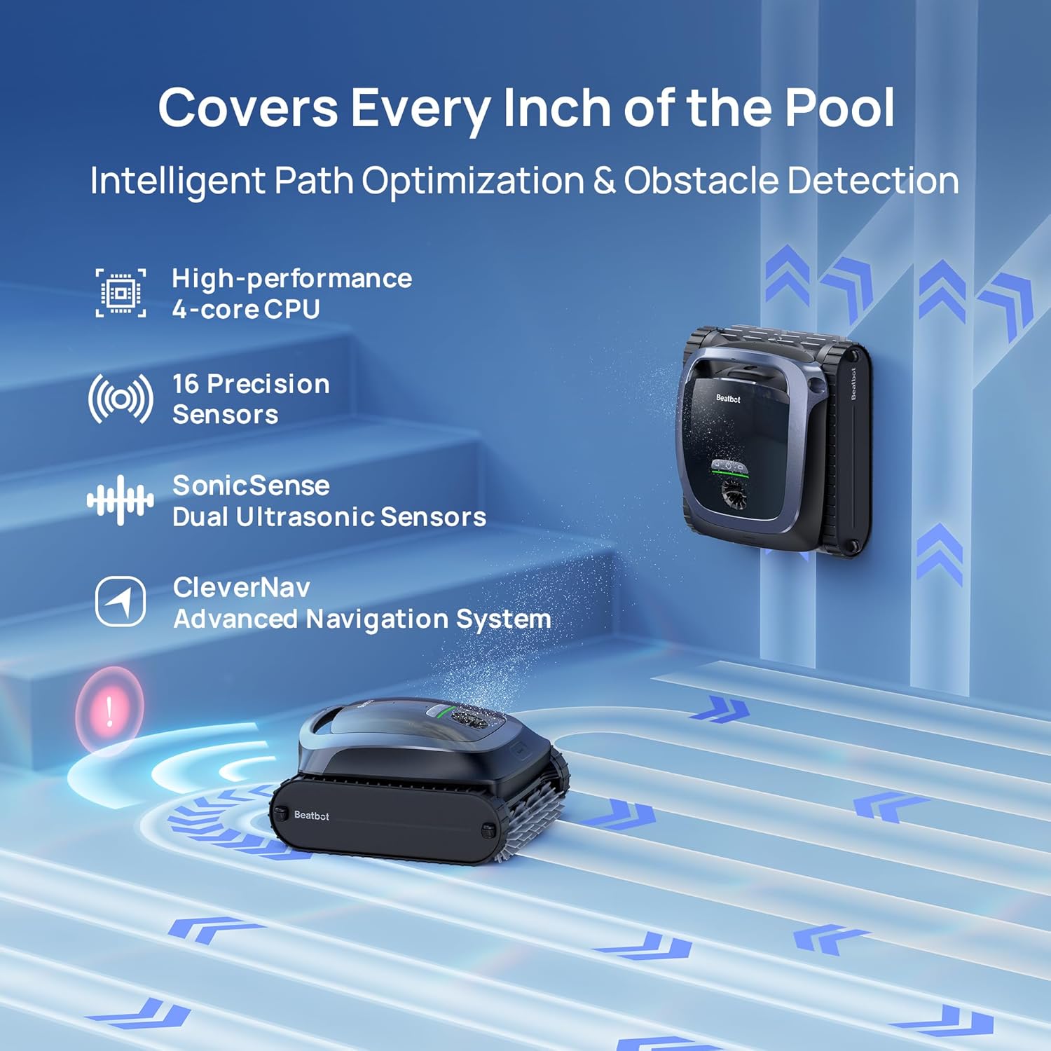 (2025 Upgrade) Beatbot AquaSense 2 Cordless Robotic Pool Vacuum Cleaner, Smart Surface Parking, Double-Pass Waterline Scrubbing, Cleans Floor, Walls and Waterline, Light Blue - Image 6