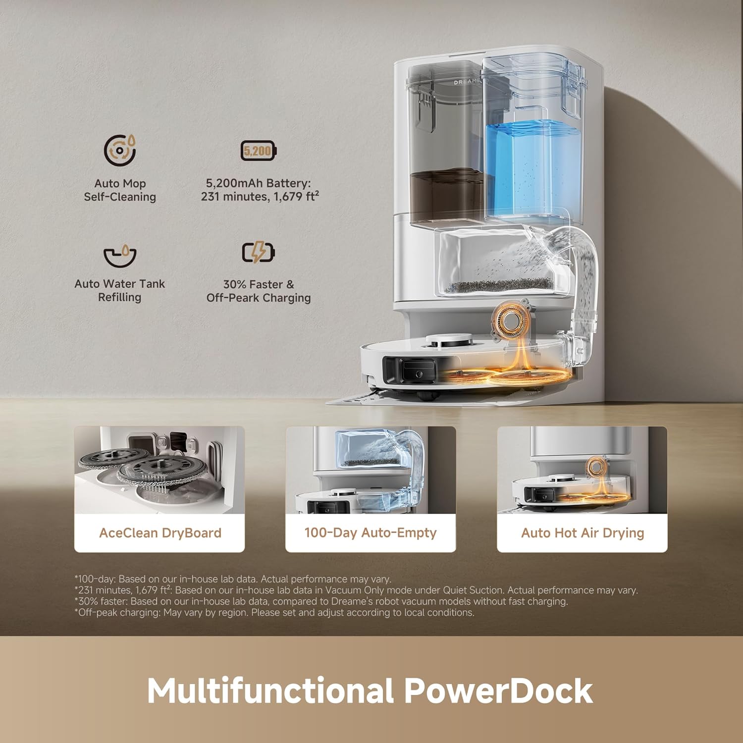 DREAME L40 Ultra Gen 2 Robot Vacuum and Mop with 25,000Pa Suction, Extendable Side Brush and Mop, All-in-One Self-Emptying & Cleaning Dock, Voice & App Control, White - Image 6