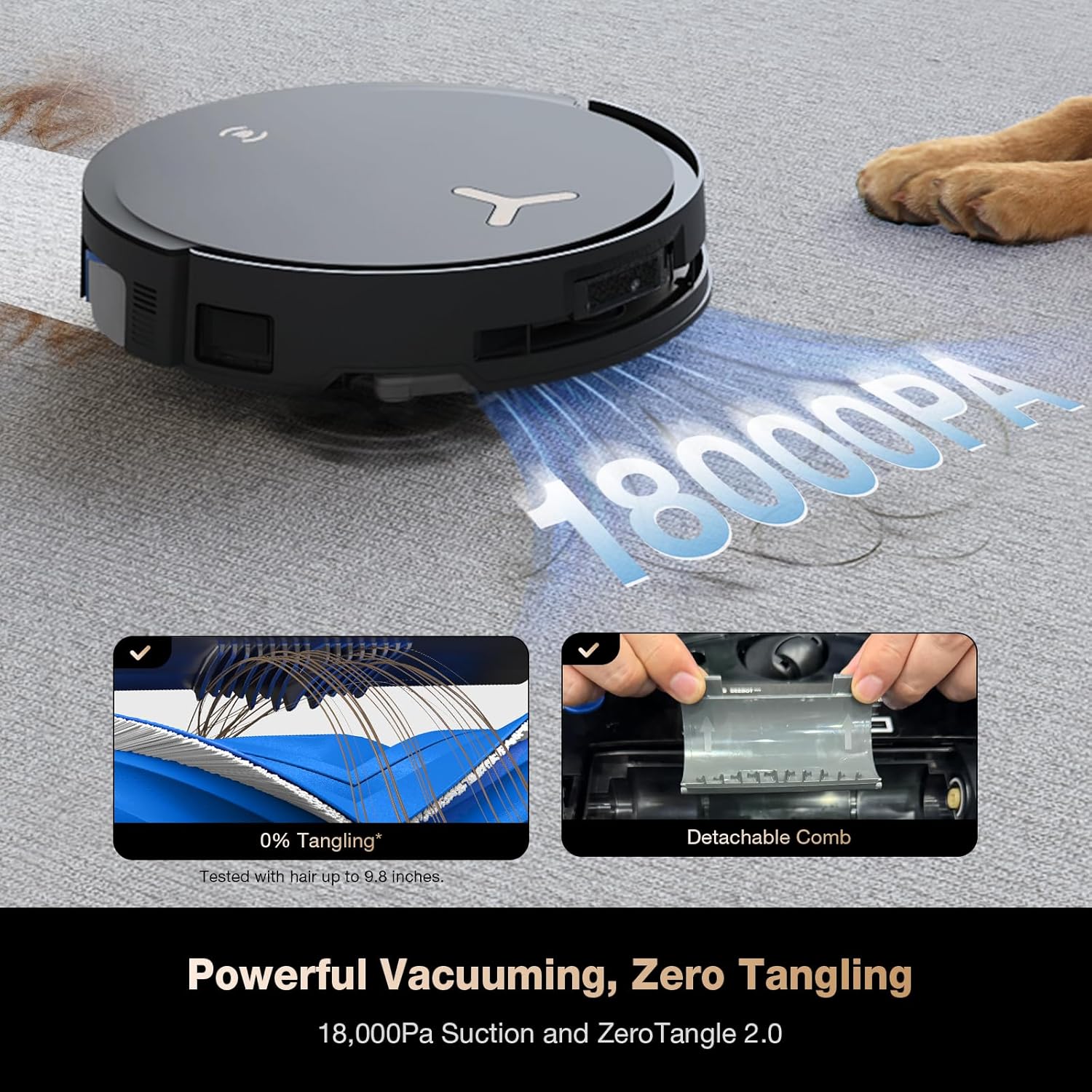 ECOVACS DEEBOT X8 PRO OMNI Robot Vacuum and Mop, 18000Pa, OZMO ROLLER Instant Self-Washing Mopping, 167℉ Hot Water Mop Washing, Auto Cleaning Solution Adding, Hot Air-Drying, Self-Emptying, Black - Image 4