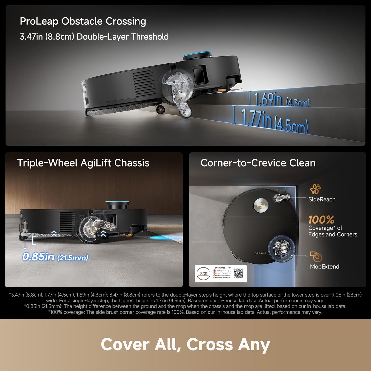 DREAME X60 Max Ultra Complete Robot Vacuum and Mop, Upgraded from X50 Series, 3.13in (7.95cm) Ultra-Thin Design, 35,000Pa Suction, Self Emptying&Refilling, Mop Self-Cleaning, 280+ Obstacle Avoidance - Image 4