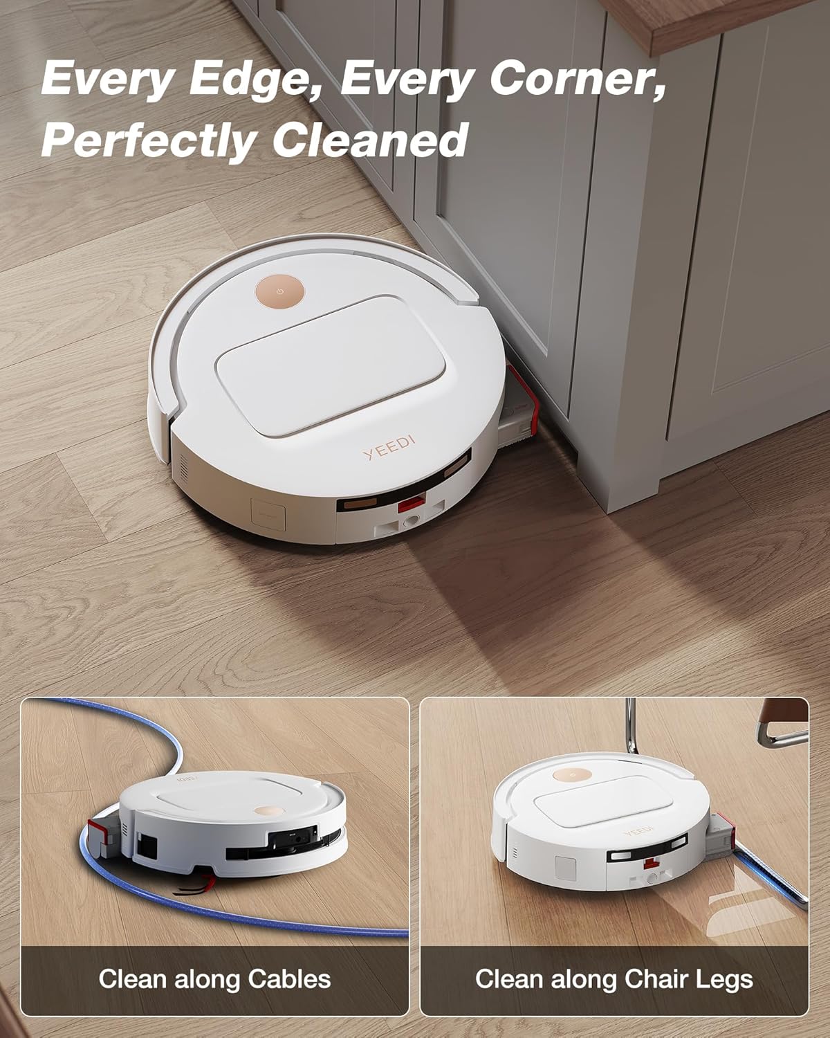 Yeedi M14 Plus Robot Vacuum and Mop with All-in-One Station, 18000Pa, OZMO Roller Instant Self-Washing Mopping, 167℉ Hot Water Mop Washing & Self-Drying, ZeroTangle 3.0, Self-Emptying, White - Image 4