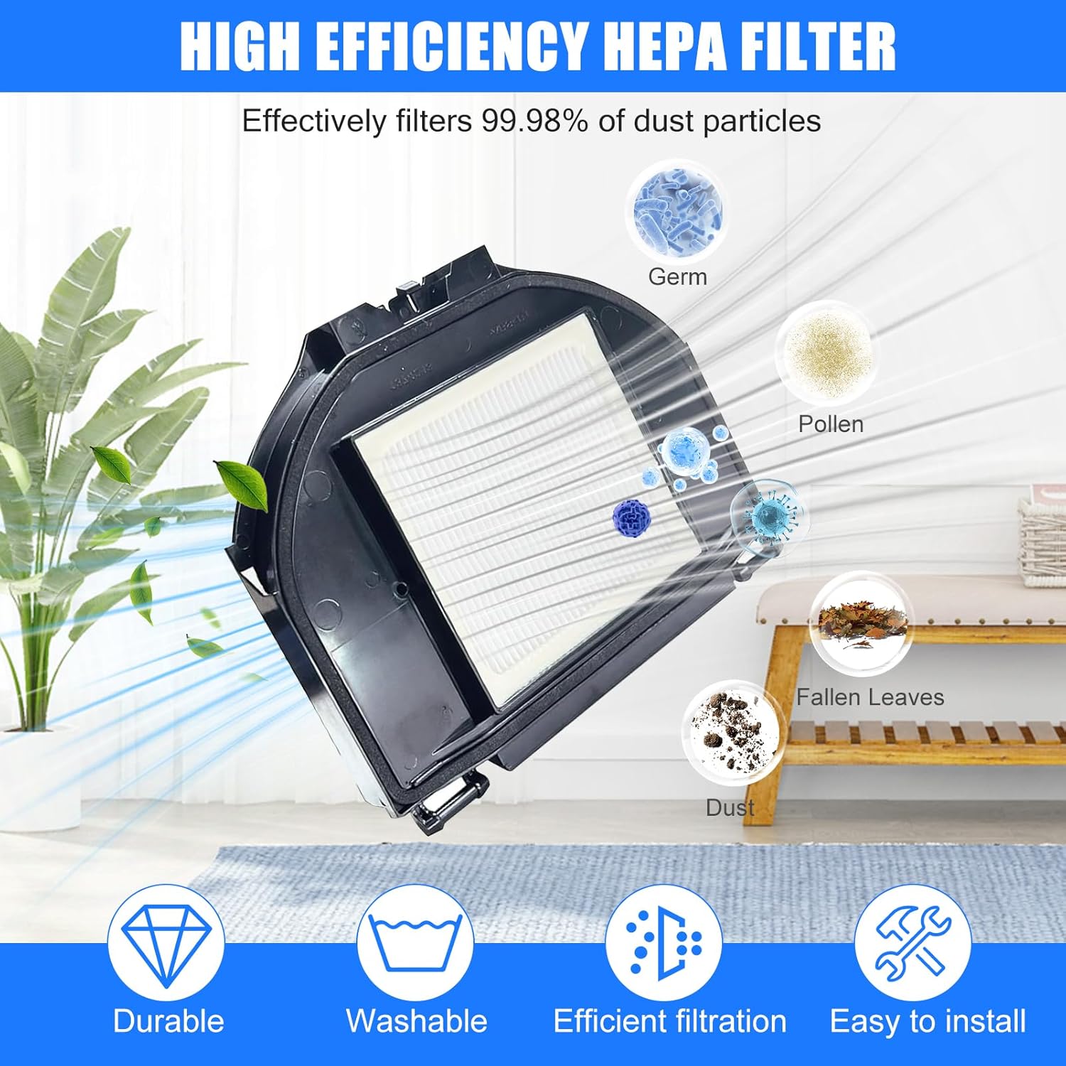 Replacement Parts for Shark RV2310AE/AV2310AE/RV2320S/RV2300S/UR2360S Matrix Robot Vacuum Cleaner,1 Main Brush Roller, 6 Side Brushes, 2 HEPA Filters, 2 Foam Filters(Not for RV2300/RV2310)-13Pack - Image 4