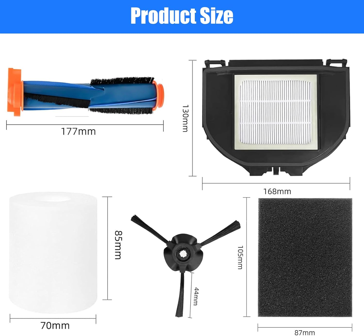 Replacement Parts for Shark RV2310AE/AV2310AE/RV2320S/RV2300S/UR2360S Matrix Robot Vacuum Cleaner,1 Main Brush Roller, 6 Side Brushes, 2 HEPA Filters, 2 Foam Filters(Not for RV2300/RV2310)-13Pack - Image 8