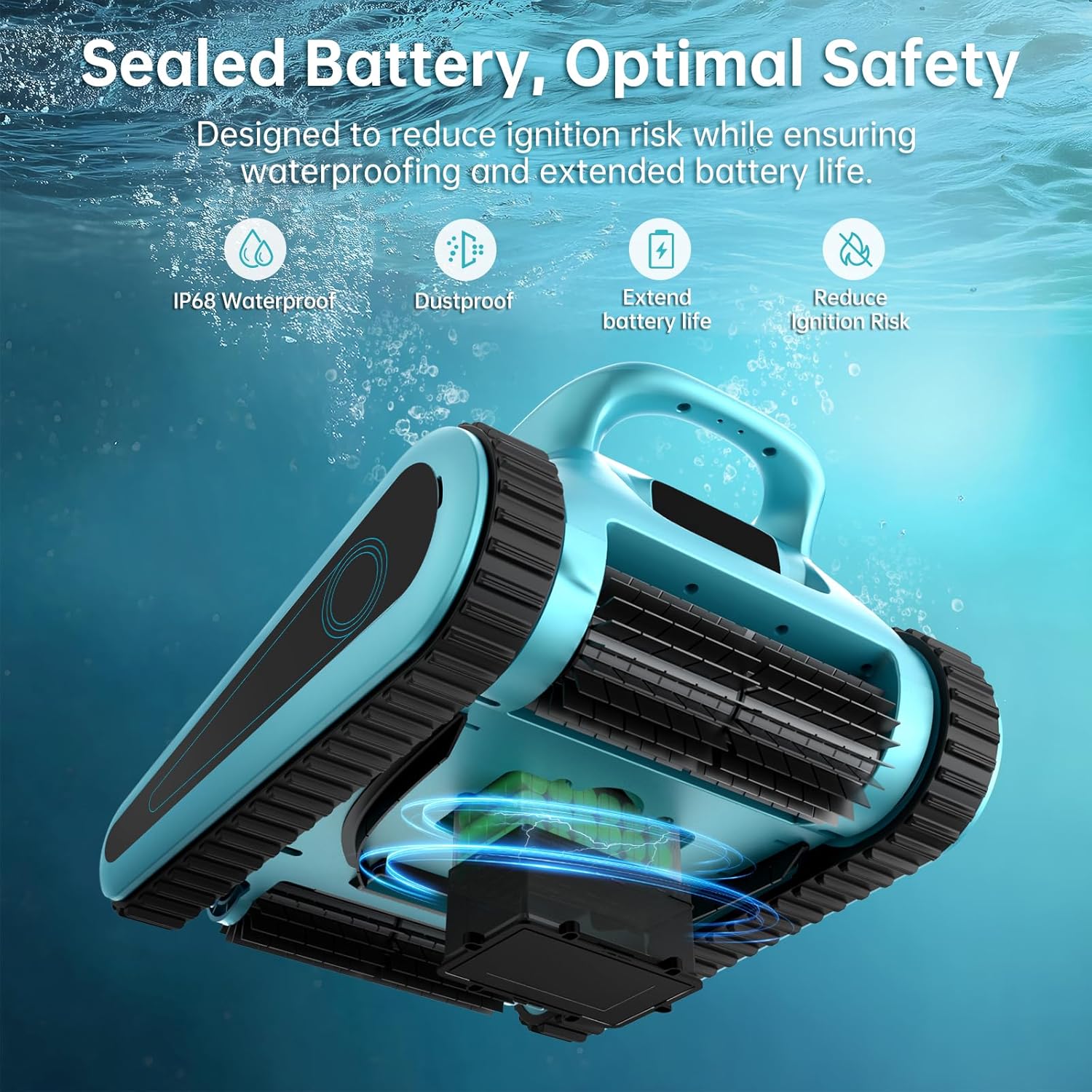 Nextrend Pool Vacuum for inground Pools: Robotic Pool Cleaner Lasts 150 Mins Wall Climbing 180W Powerful Suction LED Indicator Self-Parking for Above Ground & Inground Pools Up to 2,050 sq. ft. - Image 5