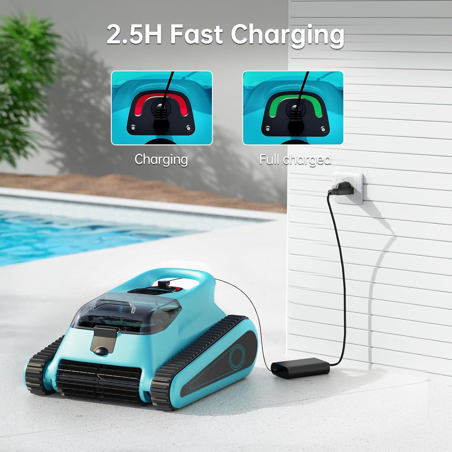 Nextrend Pool Vacuum for inground Pools: Robotic Pool Cleaner Lasts 150 Mins Wall Climbing 180W Powerful Suction LED Indicator Self-Parking for Above Ground & Inground Pools Up to 2,050 sq. ft. - Image 9