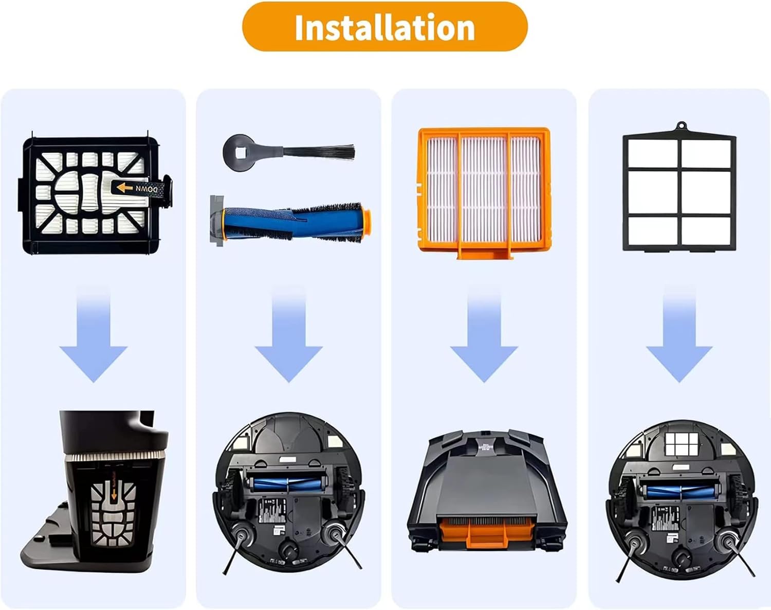 Replacement for Shark AV2501AE RV2502AE AV2501S AV2511AE RV2610WA RV2610WD AV2610WA RV2820AE AI Robot Vacuum,Accessories Kit Includes Master Brush, Master Filter, Strainer, Foam Filter, Side Brush - Image 5