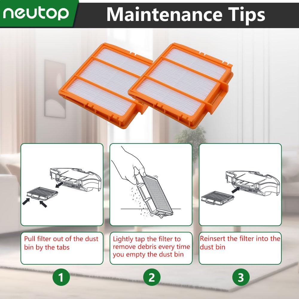 Neutop Replacement Filters Compatible with All Shark AI AV2501S AV2501AE AV2502AE RV2520AOUS AV2510AOUS AV2511AE RV2610WA RV2610WD Robot Vacuums with Self-Empty Base, 4-Pack. - Image 6