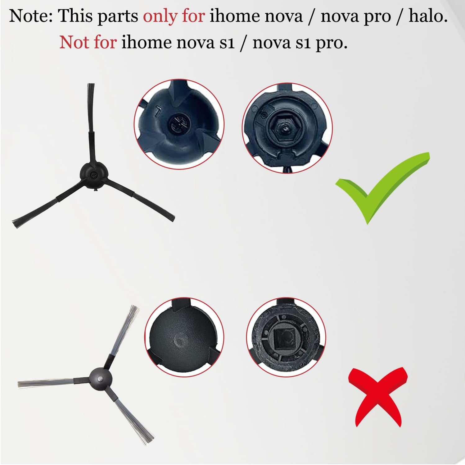 11Pcs iHRV6-BLK Replacement Parts for iHome AutoVac Nova Self Empty Robot Vacuum Cleaner Spare Accessories, 1 Main Roller Brush,4 Side Brushes, 2 Hepa Filters, 2 Dust Bags, 2 Mop Pads - Image 5