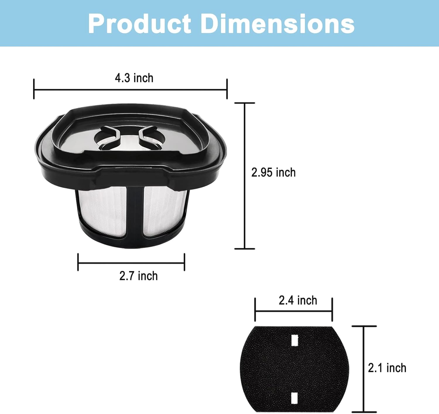 2284w Vacuum Filter Replacement for Bissell Pet Hair Eraser Hand Vacuum 2284W, 2390A, 2390, 2389, 2579, Part # 1614212, 1614203, 1614204, 6 Vacuum Filters, 6 Foam Filters - Image 5