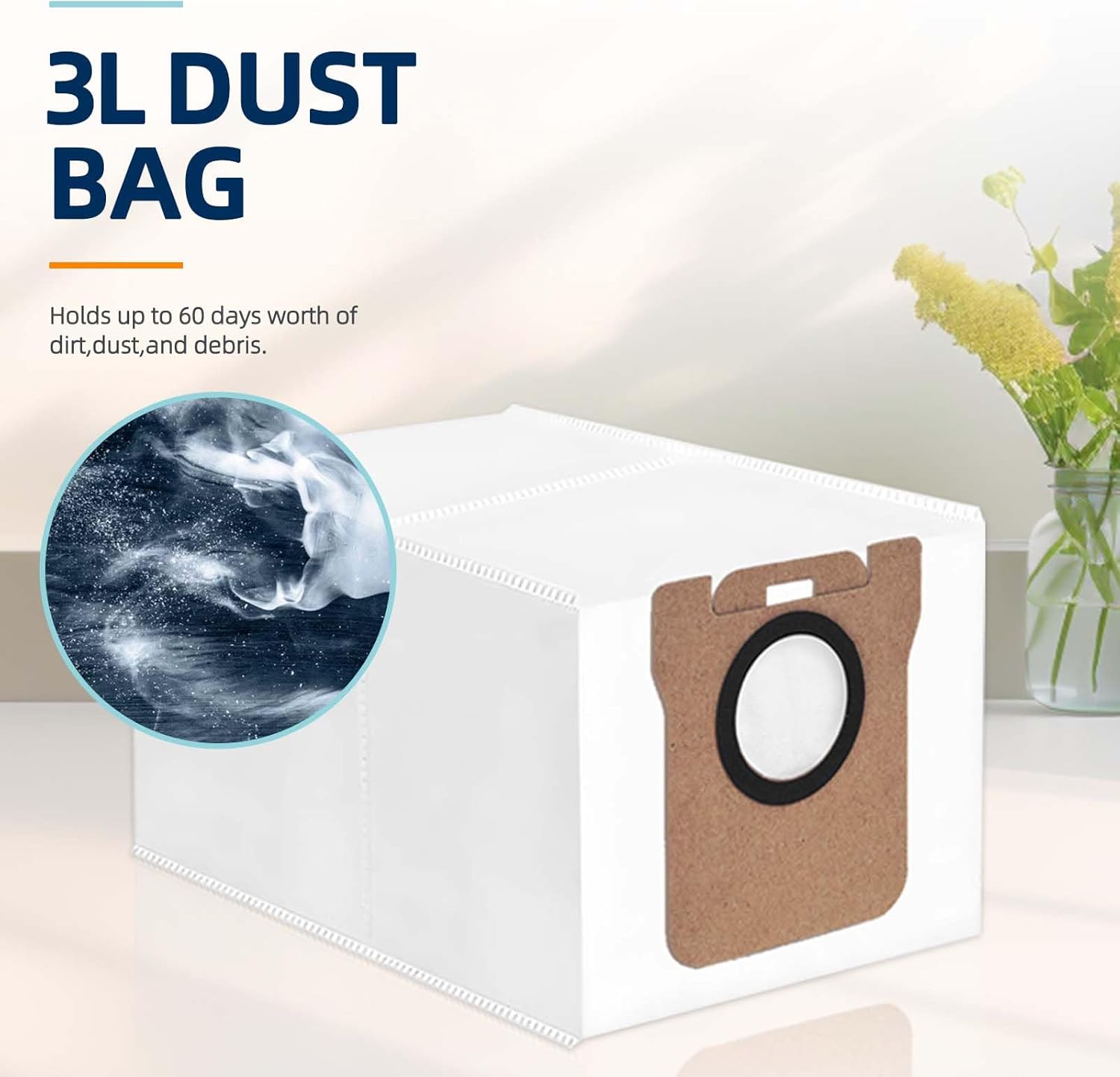12 pcs Disposable Vacuum Dust Bag: for Dreame L10 Ultra/L10s Ultra/L20 Ultra/L30 Ultra/X20 Pro/X20 Pro Plus/S10 Pro/Xiaomi Robot Vacuum X10/X10 Plus/X20/X20 Plus, 3L Large Capacity - Image 4
