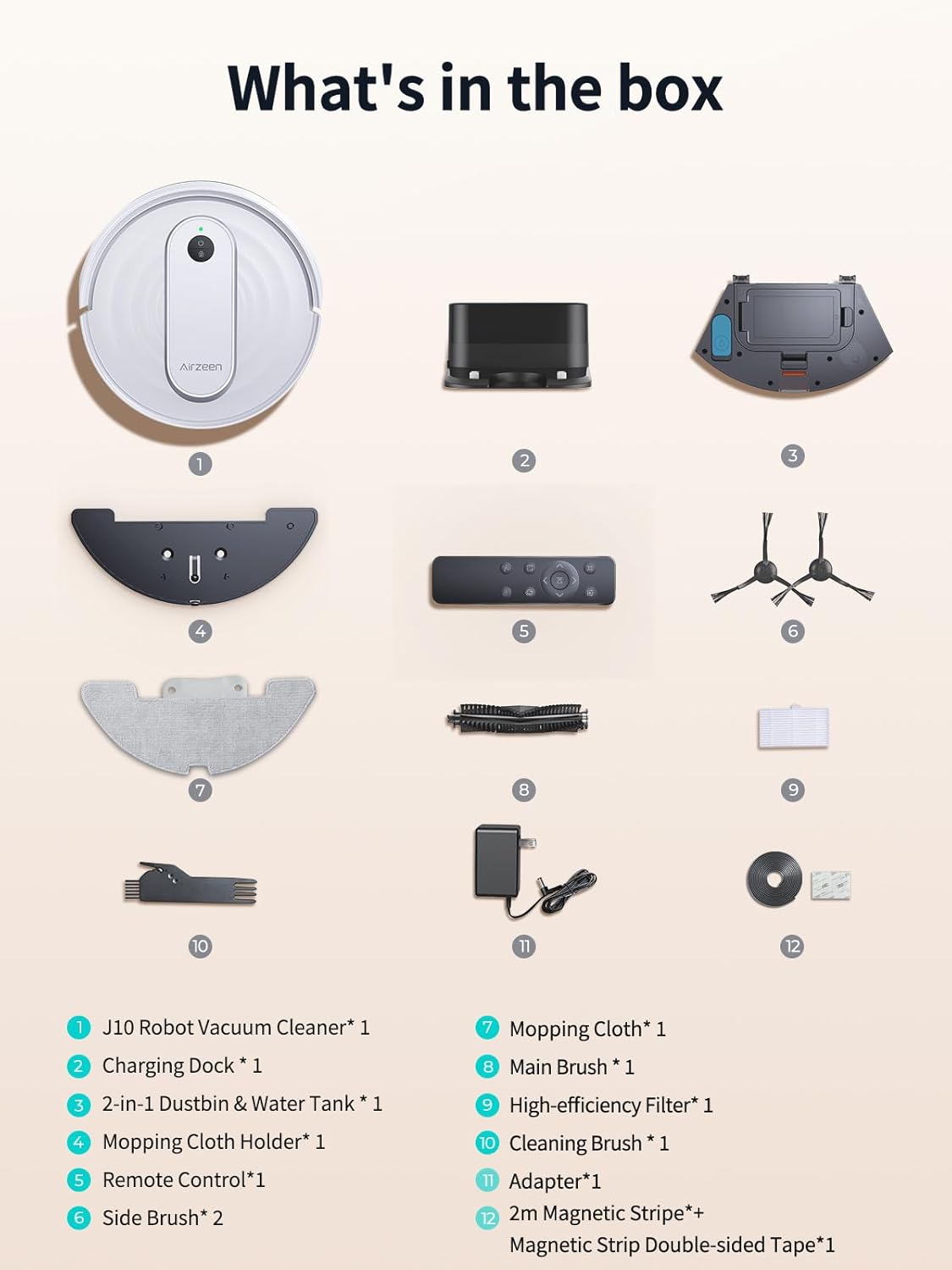 Airzeen Robot Vacuum and Mop - 4000Pa Powerful Suction, APP/Alexa Control, 3-in-1 Cleaning Solution with Auto Self-Charging, Perfect for Pet Hair, Carpets, and Hard Floors - Image 8