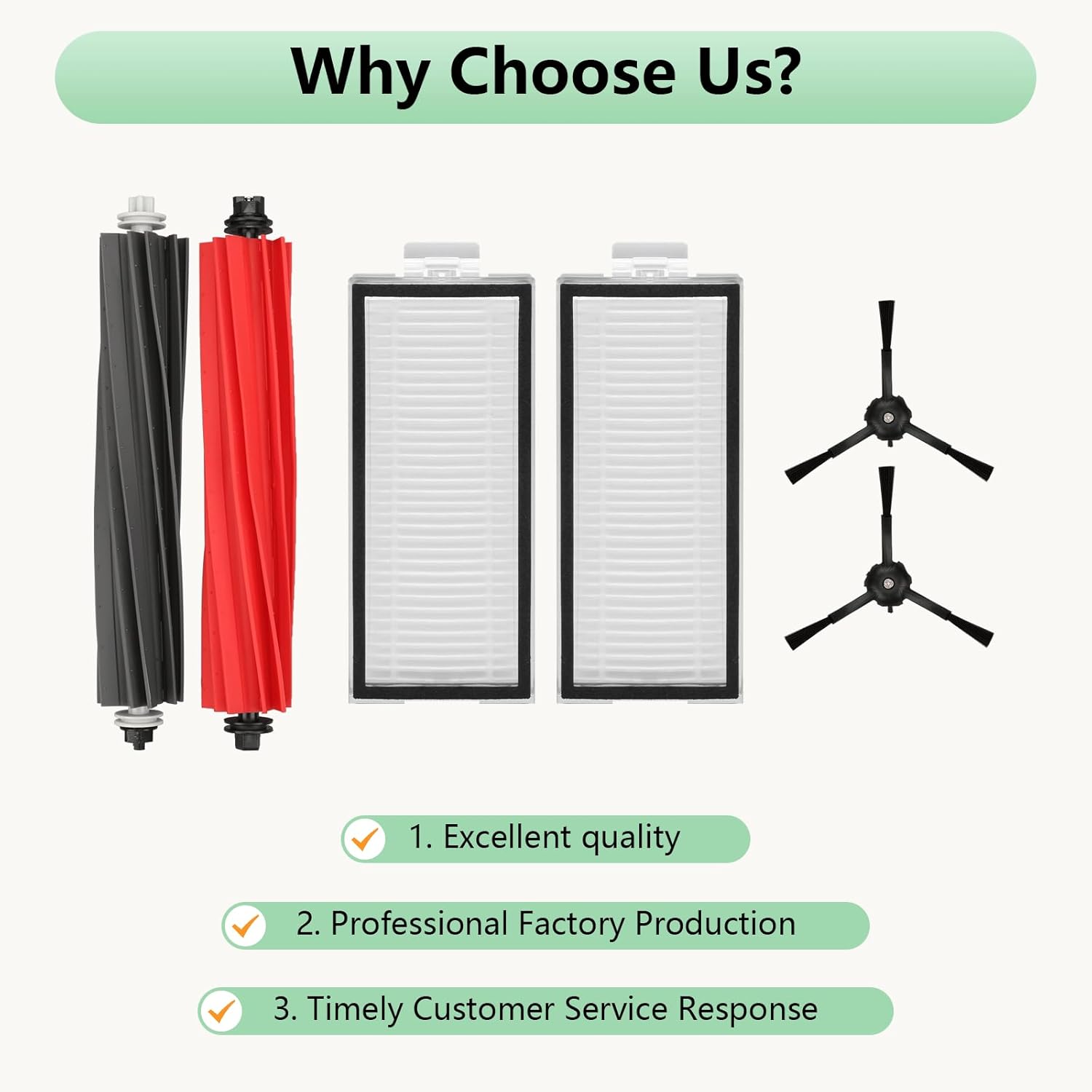 Replacement Parts Fit For Roborock Q5 Pro Q5 Pro+(Plus) Q5 Max+(Plus) Q5 DuoRoller+(Plus) Q8 Max Q8 Max+(Plus) Robot Vacuum Cleaner Accessories Kits. Dual Main Roller Brush, Washable Filter,Side Brush - Image 7