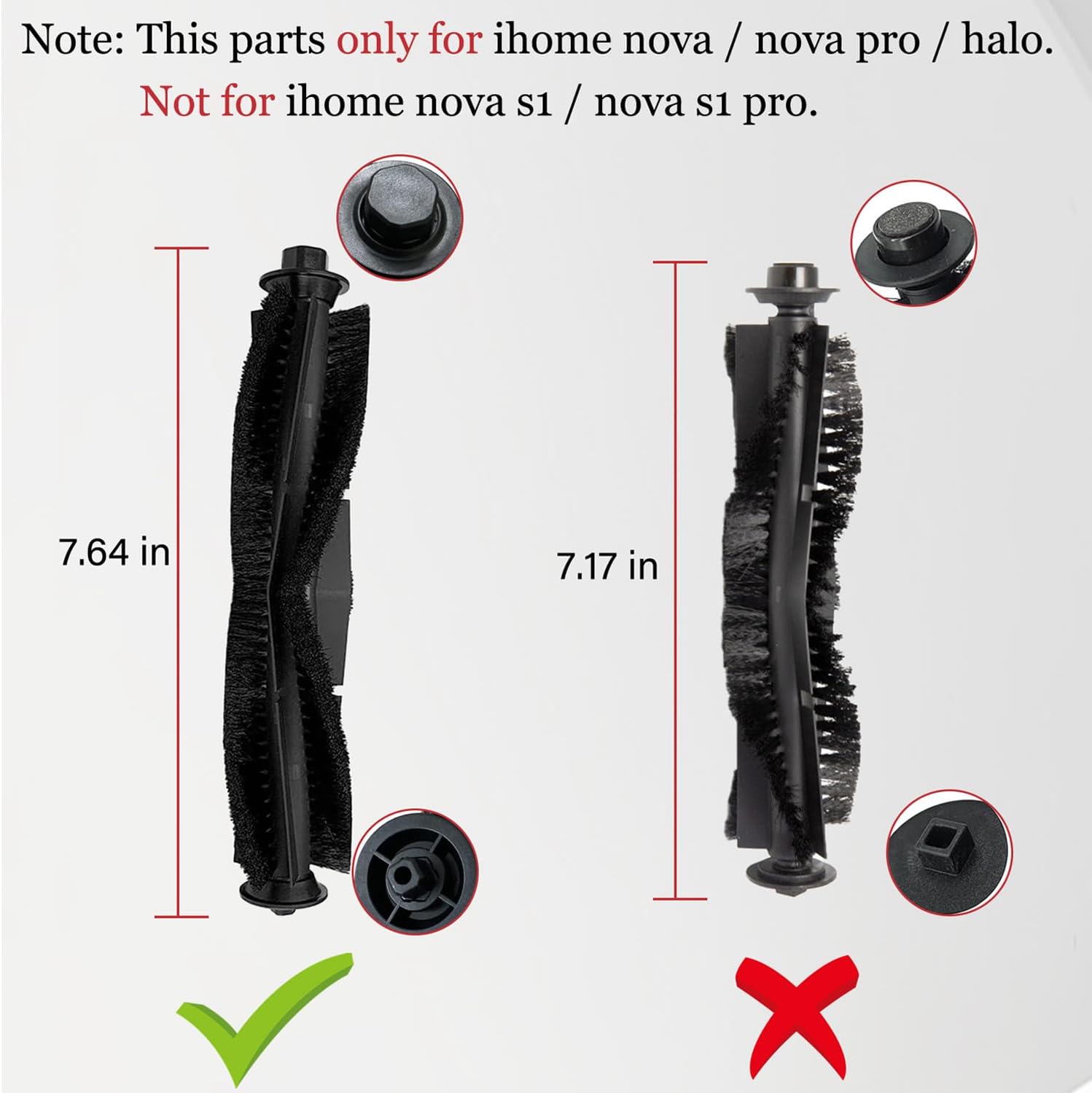 11Pcs iHRV6-BLK Replacement Parts for iHome AutoVac Nova Self Empty Robot Vacuum Cleaner Spare Accessories, 1 Main Roller Brush,4 Side Brushes, 2 Hepa Filters, 2 Dust Bags, 2 Mop Pads - Image 3