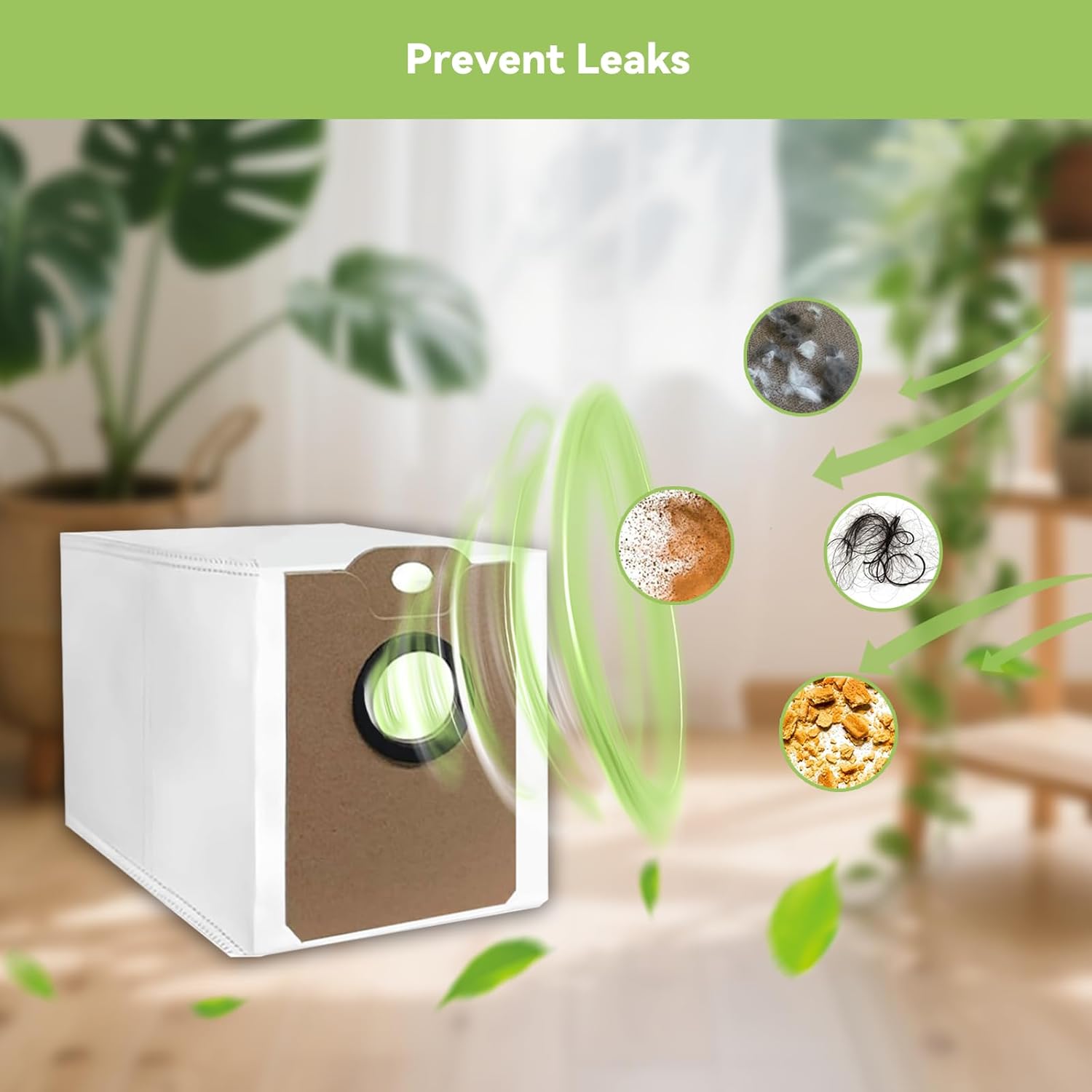 6-Pack MS1 Vacuum Bags for MONSGA MS1 MAX Robot Vacuum - Replacement Parts, Disposable Large Capacity Dust Bags - Image 5